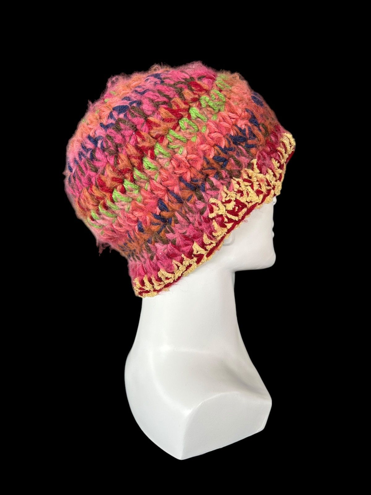 Japanese Brand × Kapital × Vintage Crochet Knitted handmade hairy big Beanie Hats ☠️☠️ Size ONE SIZE - 4 Thumbnail