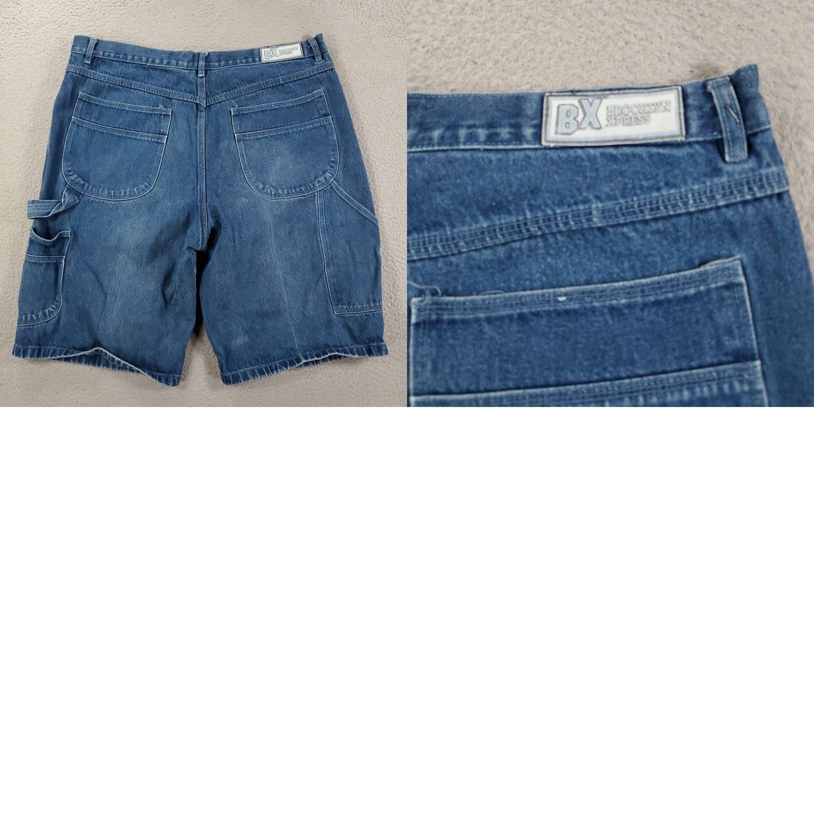 Express VINTAGE BROOKLYN XPRESS Jorts Denim Shorts 42 Mens Distressed 5-Pocket Bermuda Blue Socks? Size US 42 / EU 58 - 8 Thumbnail