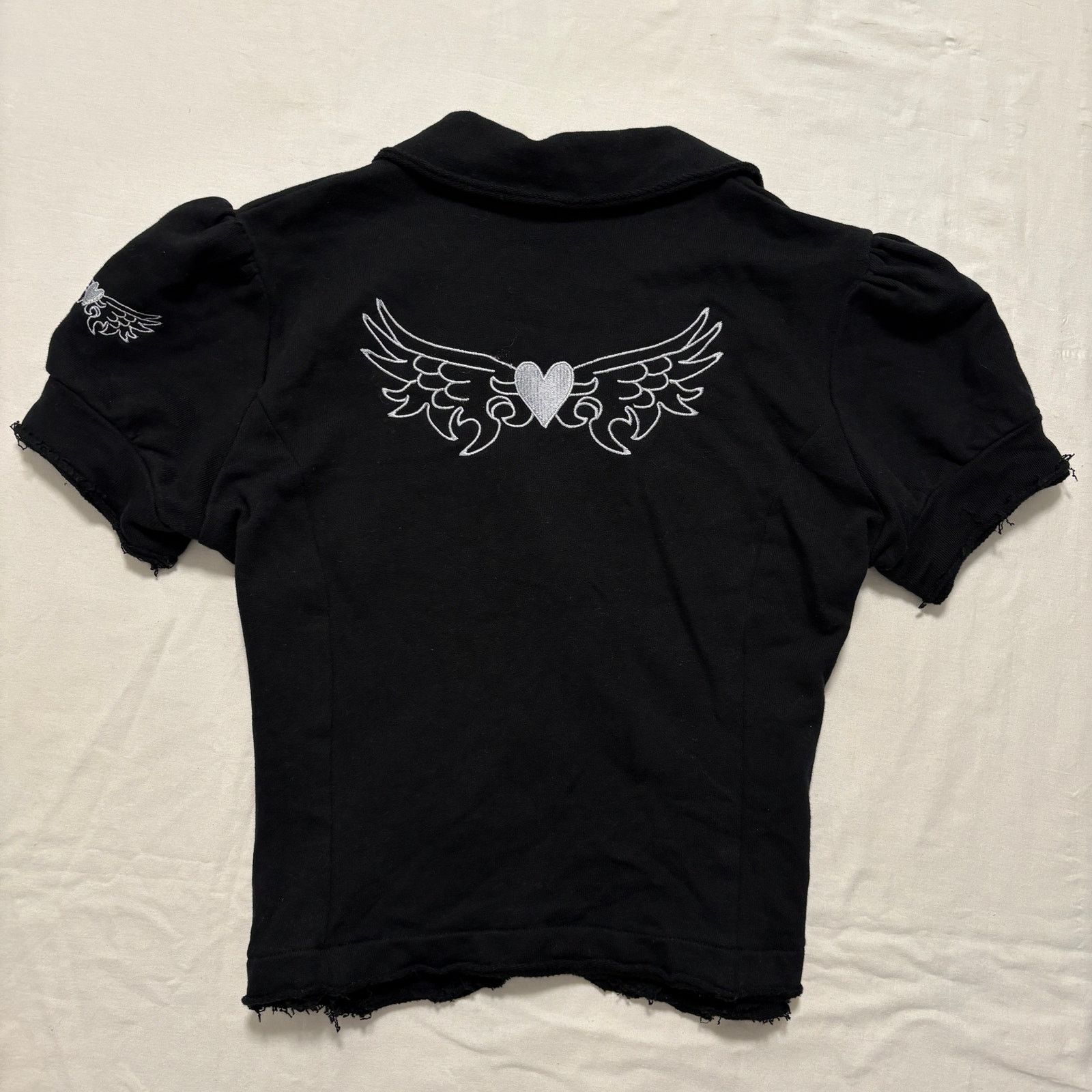 Other VTG Black Silver Heart Graphic Short Sleeve Sweater Top S Size S / US 4 / IT 40 - 4 Thumbnail