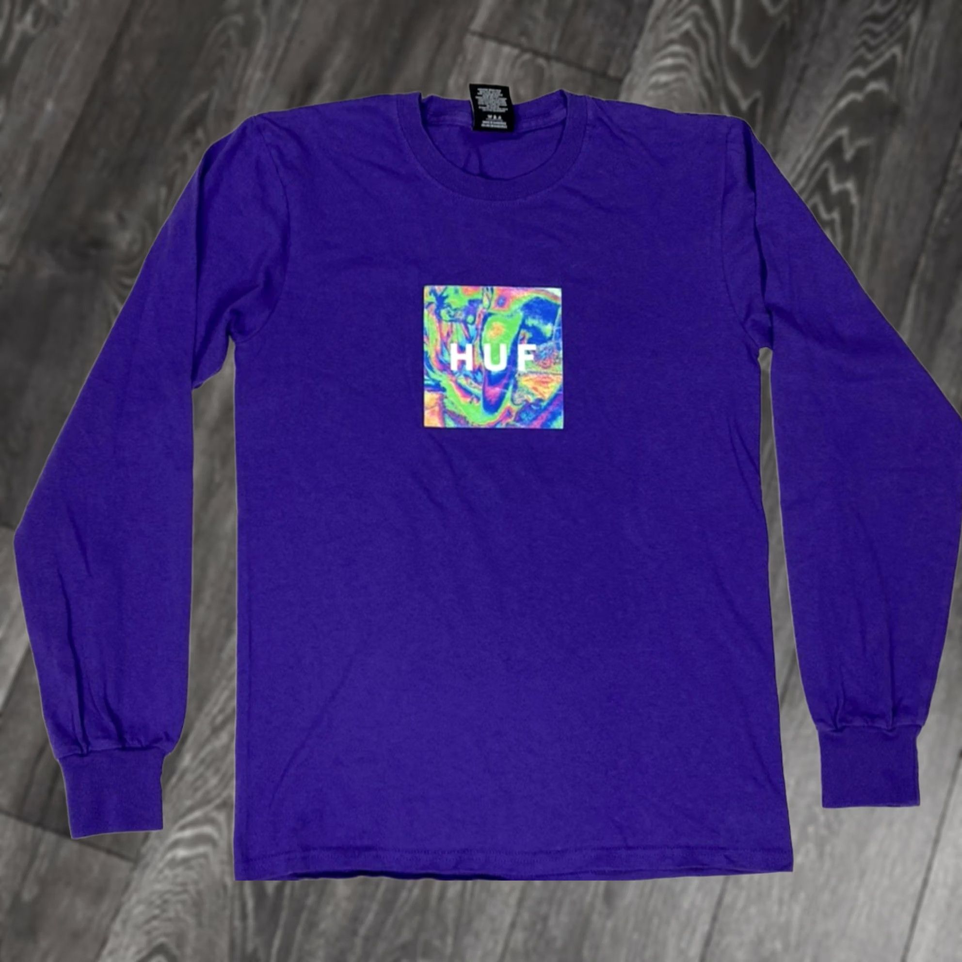 Huf VINTAGE HUF Logo Graphic T-shirt Men Small Purple Long Sleeve Size US S / EU 44-46 / 1 - 1 Thumbnail
