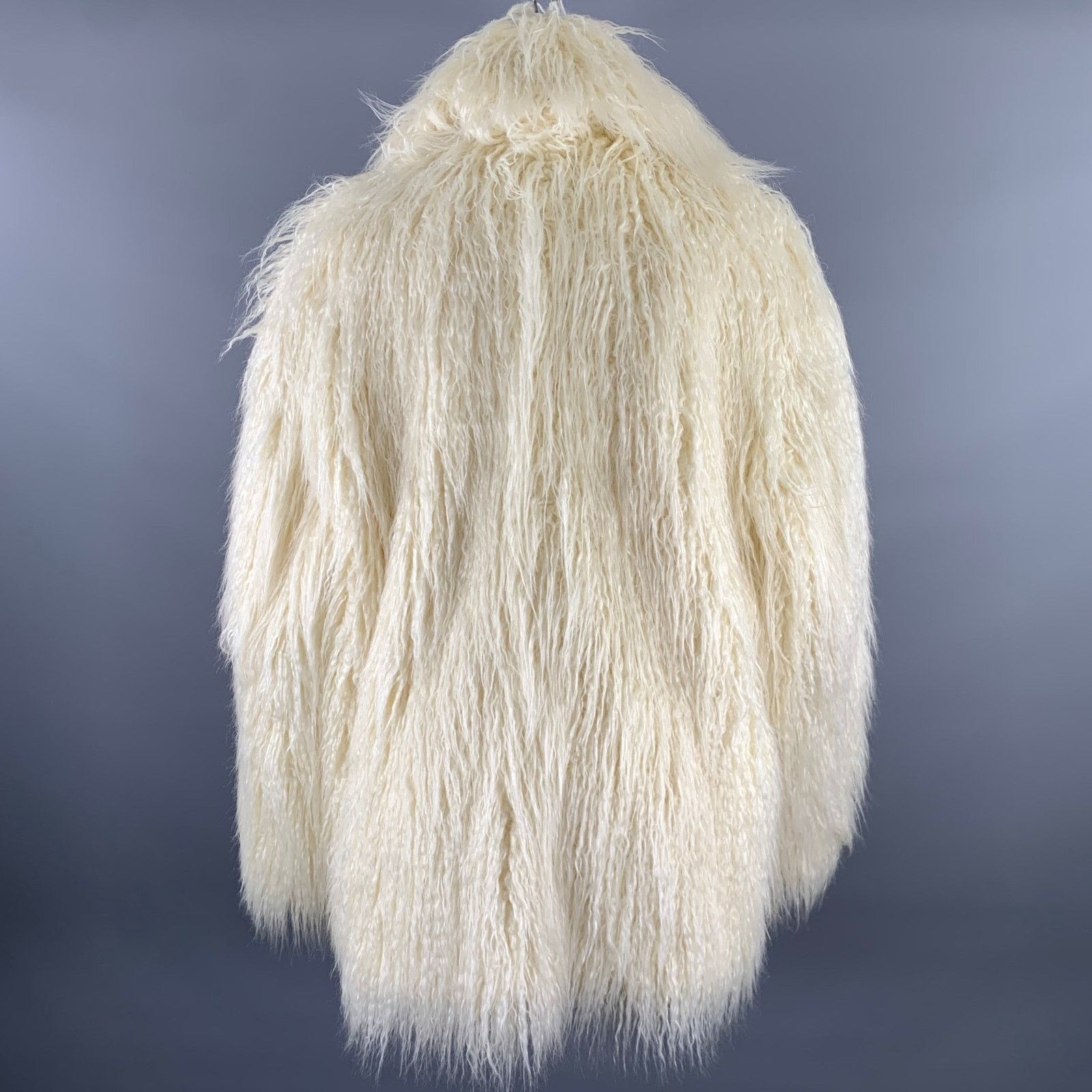 Frankie Shop THE FRANKIE SHOP M/L Off White Faux Fur Notch Lapel Coat Size ONE SIZE - 4 Thumbnail