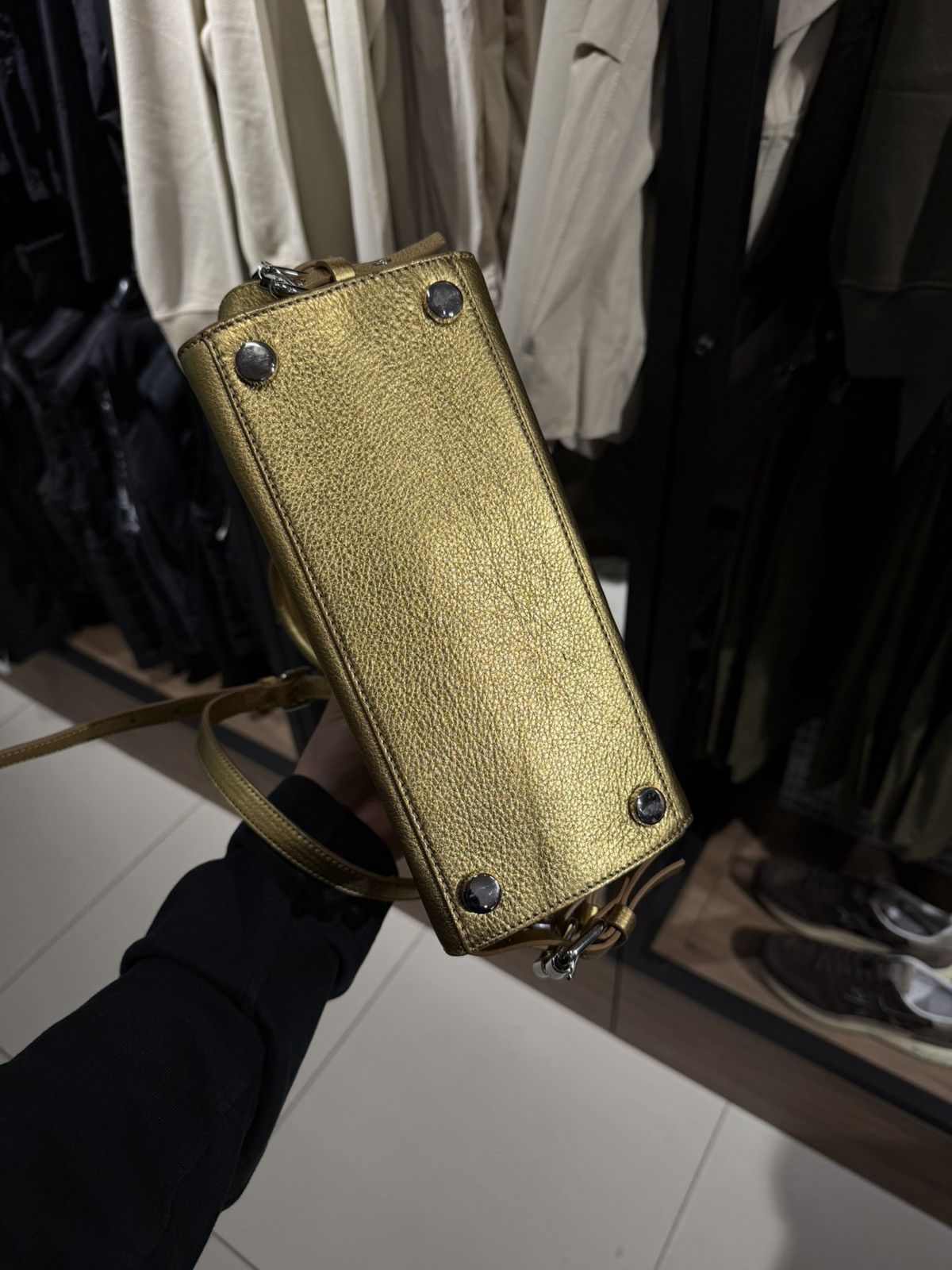 Giuseppe Zanotti Giuseppe Zanotti Gold Metallic leather Top Handle Bag logo Size ONE SIZE - 7 Thumbnail