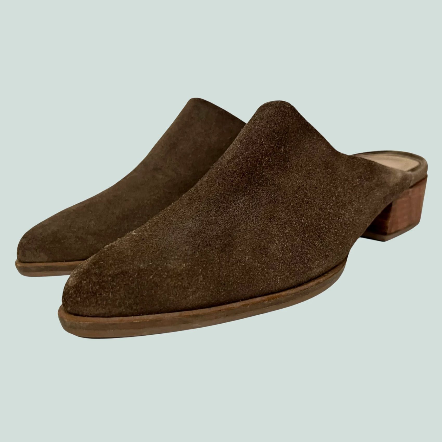 Vintage VINTAGE? ABLE Women’s Mules Sl ipped On Brown Suede Almond Toe Size 9 Womens Size US 9 / IT 39 - 1 Thumbnail
