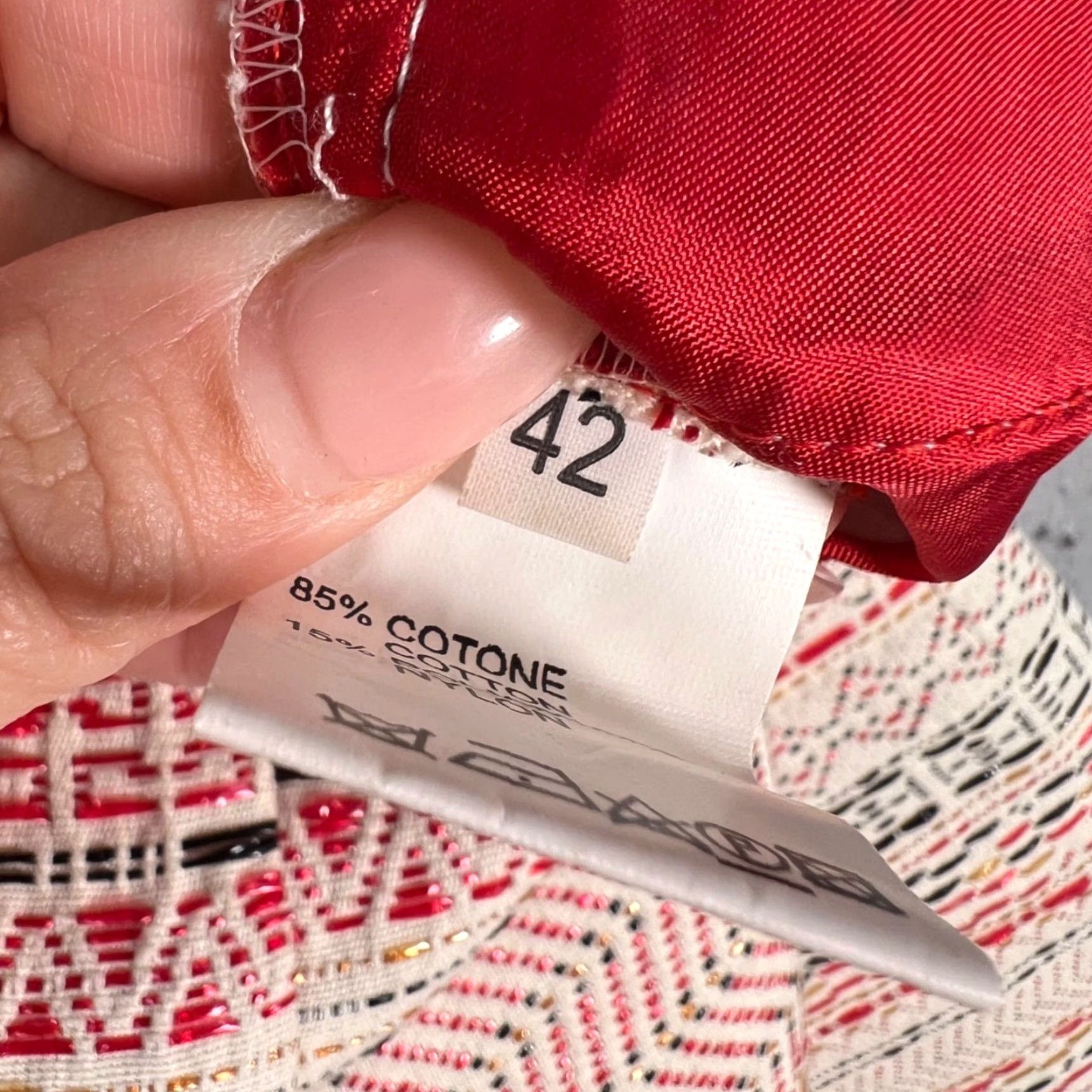 Vintage Miahatami Womens 42 Red & White Woven High-Waist Culottes Cotton Blend Pants Wide-Leg Cropped Adult Women Size 42 Summer Spring Mens Womens Girls Size 28" / US 6 / IT 42 - 4 Thumbnail
