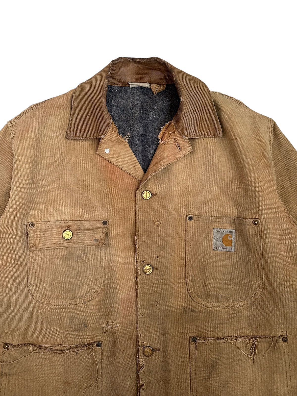 Carhartt Late 80s Extremely Thrashed Carhartt Brown Detroit Jacket Size US L / EU 52-54 / 3 - 6 Thumbnail