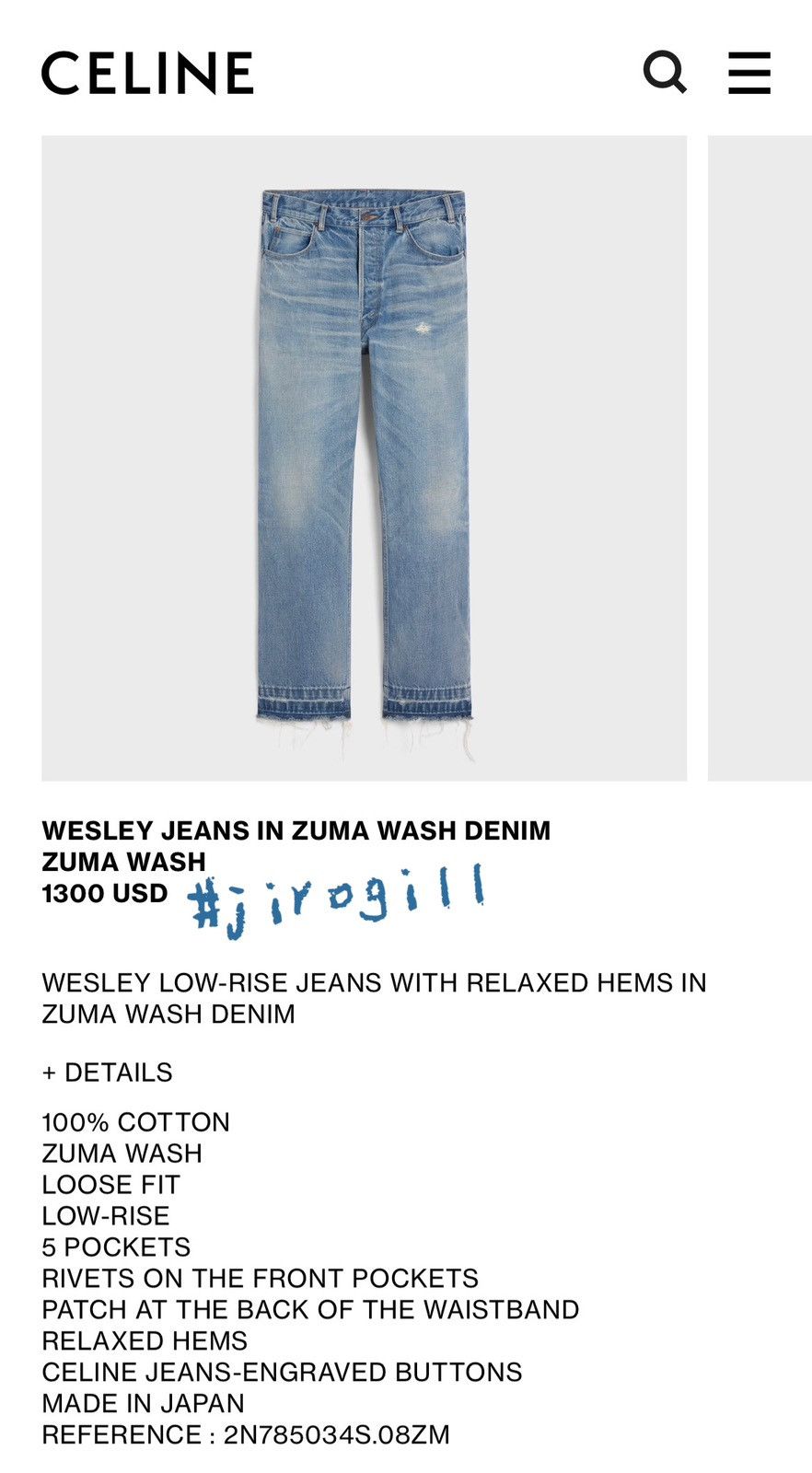 Celine × Hedi Slimane FW22 Zuma Wash Wesley Denim sz28 (fits for sz29/30) Size US 28 / EU 44 - 9 Thumbnail