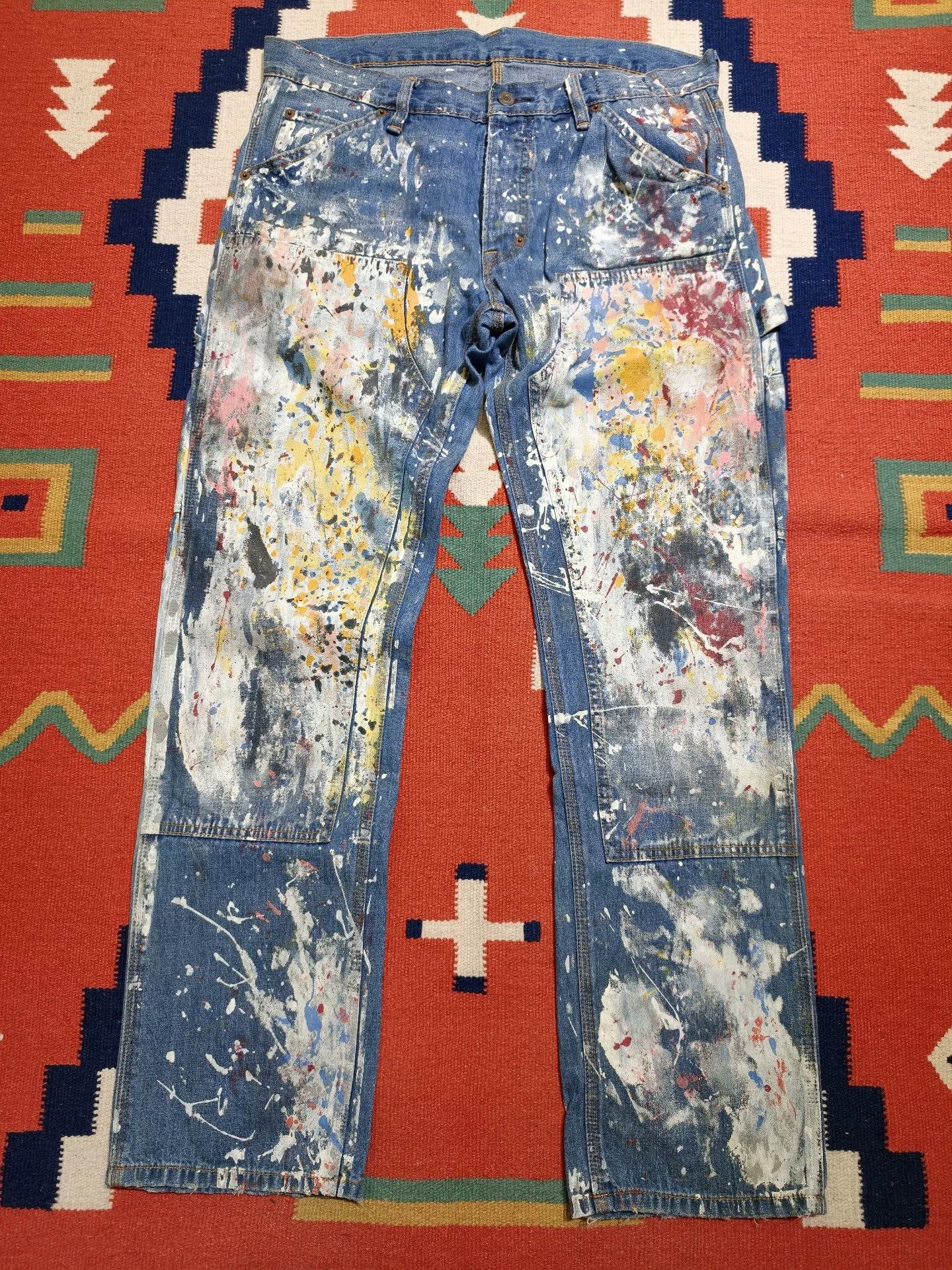 RRL Ralph Lauren RRL Double Knee Paint Splatter Jeans Size US 33 - 1 Thumbnail