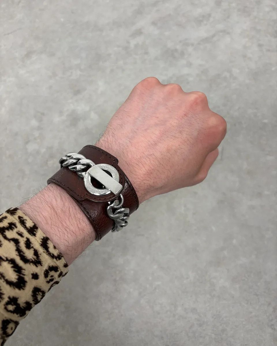 Dolce & Gabbana 2000s Dolce & Gabbana Brown Leather Chain Bracelet Size ONE SIZE - 1 Thumbnail
