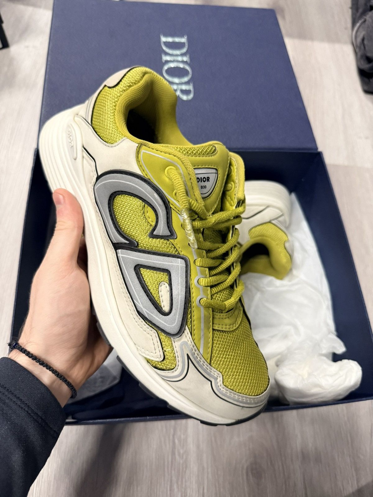Dior Dior B30 Green Mesh Beige Fabric CD Low-top Sneakers | Grailed