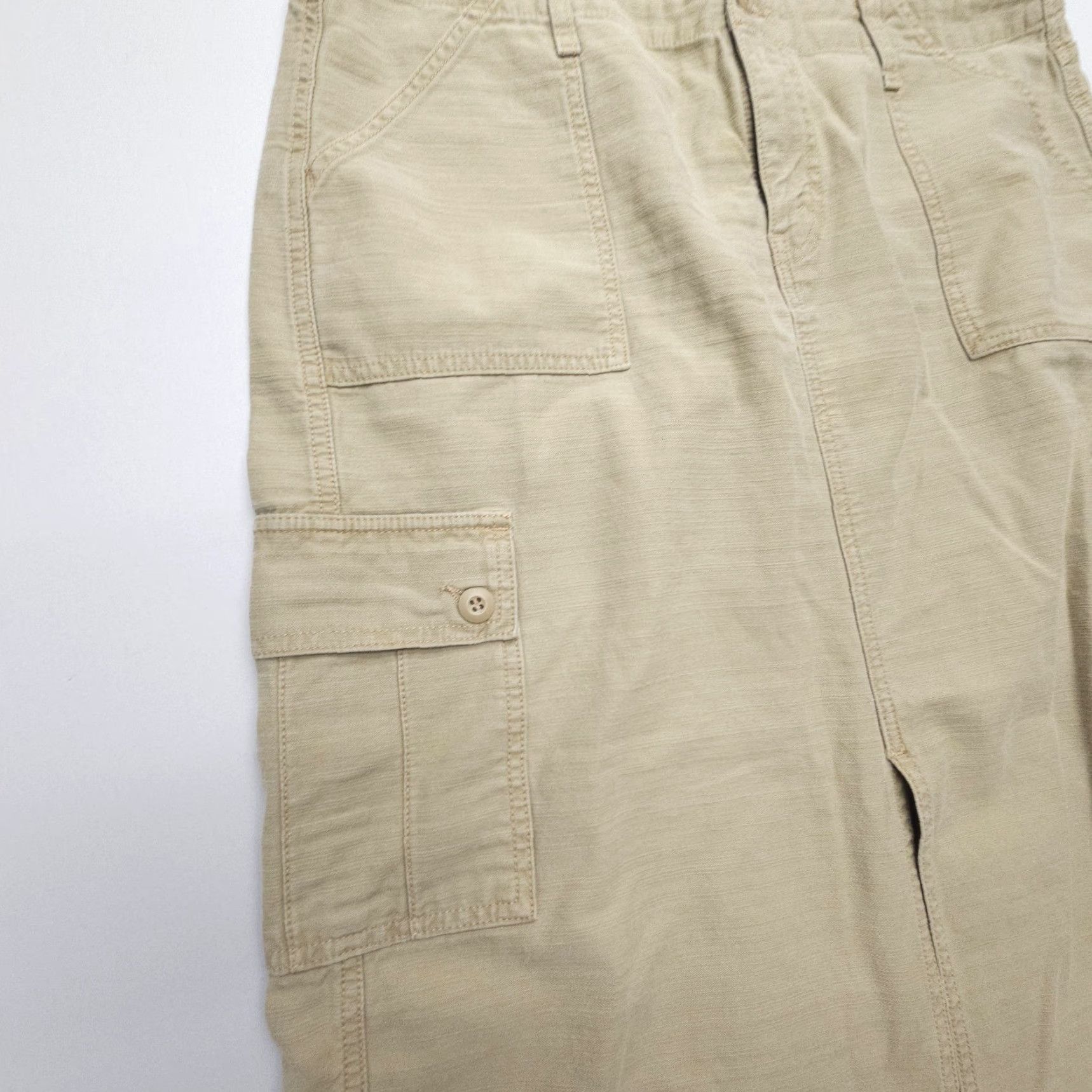 Levi's VINTAGE Levi's Levi's Strauss Maxi Cargo Skirt Womens 16 Tan Front Slit Long Y2K 2000's Size 38" / US 16 / IT 52 - 4 Thumbnail