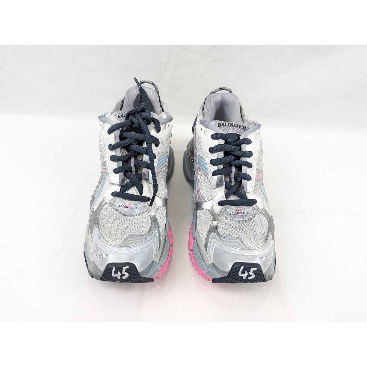 Balenciaga o1rshd1 Mesh Rubber Runners in Eggsh/Grey/Pink/Blue Size US 12 / EU 45 - 16 Thumbnail