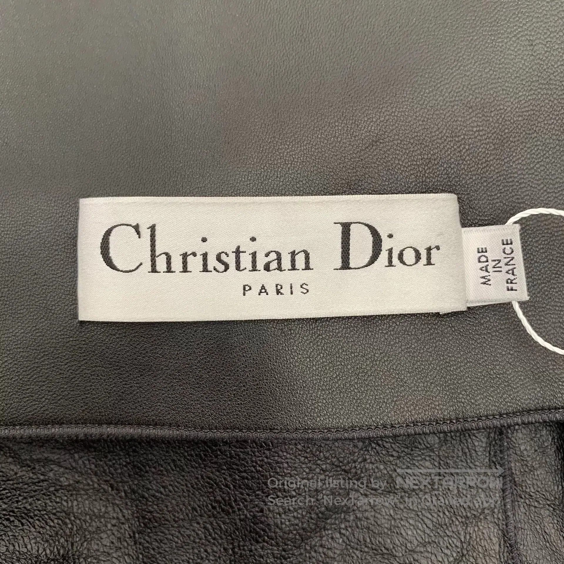Dior christian dior black leather coat with belt. Size US XXS / EU 40 - 6 Thumbnail