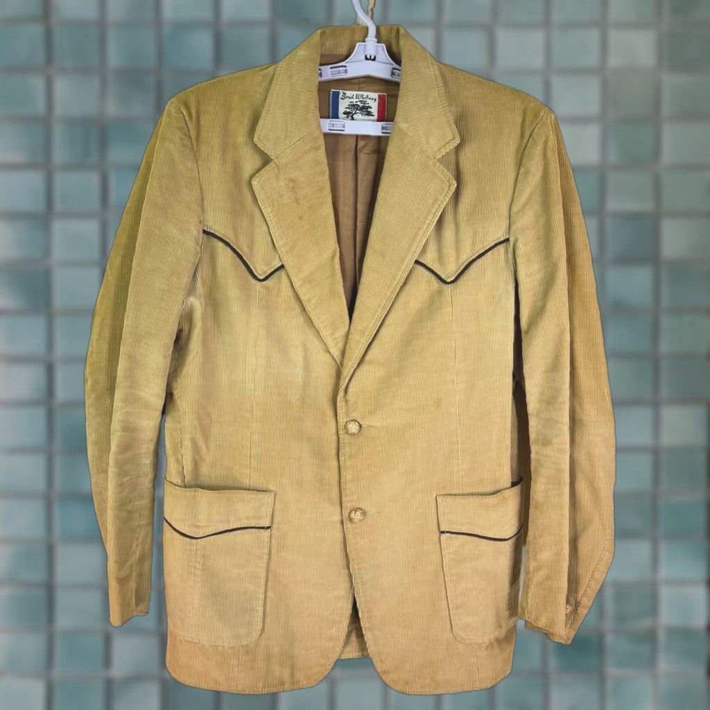 Vintage VINTAGE Brad Whitney Corduroy Western Blazer Blazer Men 42 M Brown Solid Western Cowboy Pattern Size 42R - 1 Thumbnail