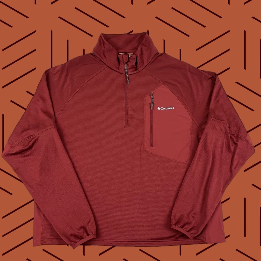 Vintage Columbia Jacket Mens 2XL Red Quarter Zip Pullover Zipped Pocket Long Sleeve Casual Outdoor Sports Jacket Men XXL Red Size US XXL / EU 58 / 5 - 1 Thumbnail