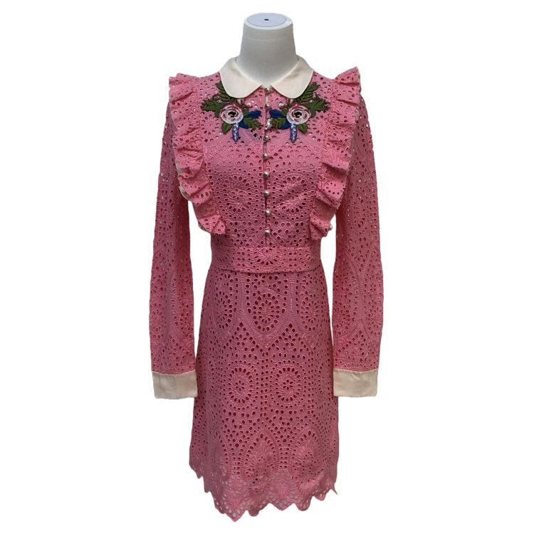 Gucci Gucci Floral Embroidered Eyelet Midi Dress Size 42 Size M / US 6-8 / IT 42-44 - 1 Thumbnail