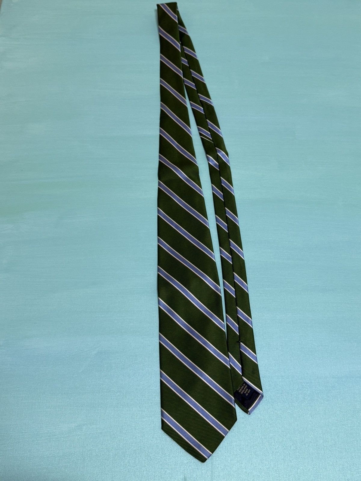 Brooks Brothers Brooks Brothers Green, blue and white Stripe Neck Tie Silk Size ONE SIZE - 4 Thumbnail
