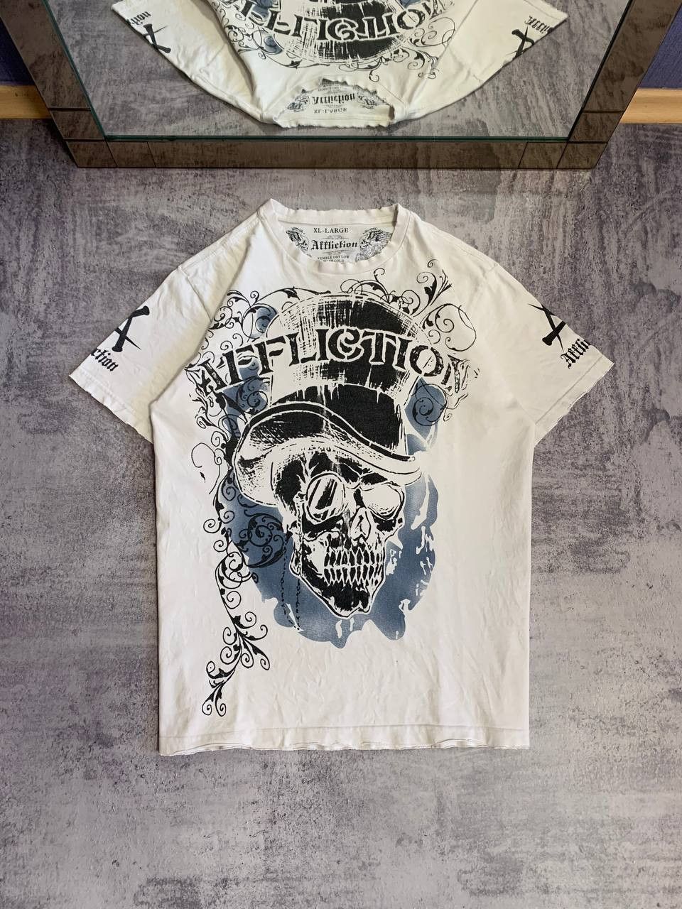 Affliction Distressed Affliction Skull T-Shirt Size US XL / EU 56 / 4 - 1 Thumbnail