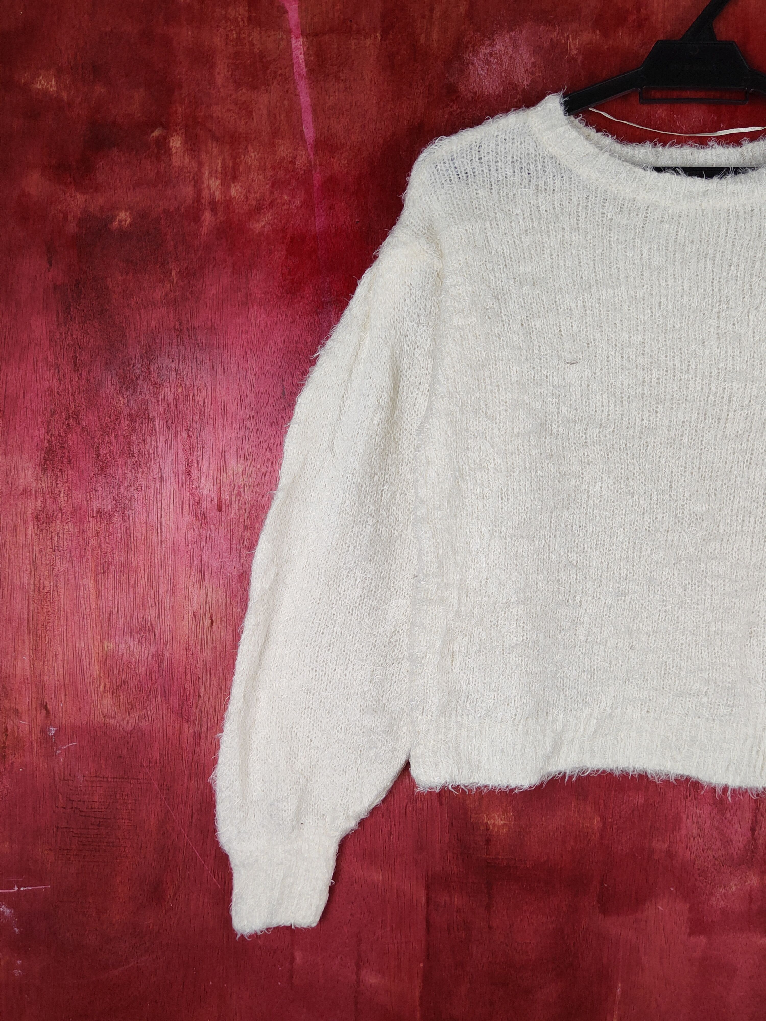 GU × Japanese Brand × Vintage GU Ivory Shag Shaggy Fur Mohair Knitwear #S1952 Size S / US 4 / IT 40 - 3 Thumbnail