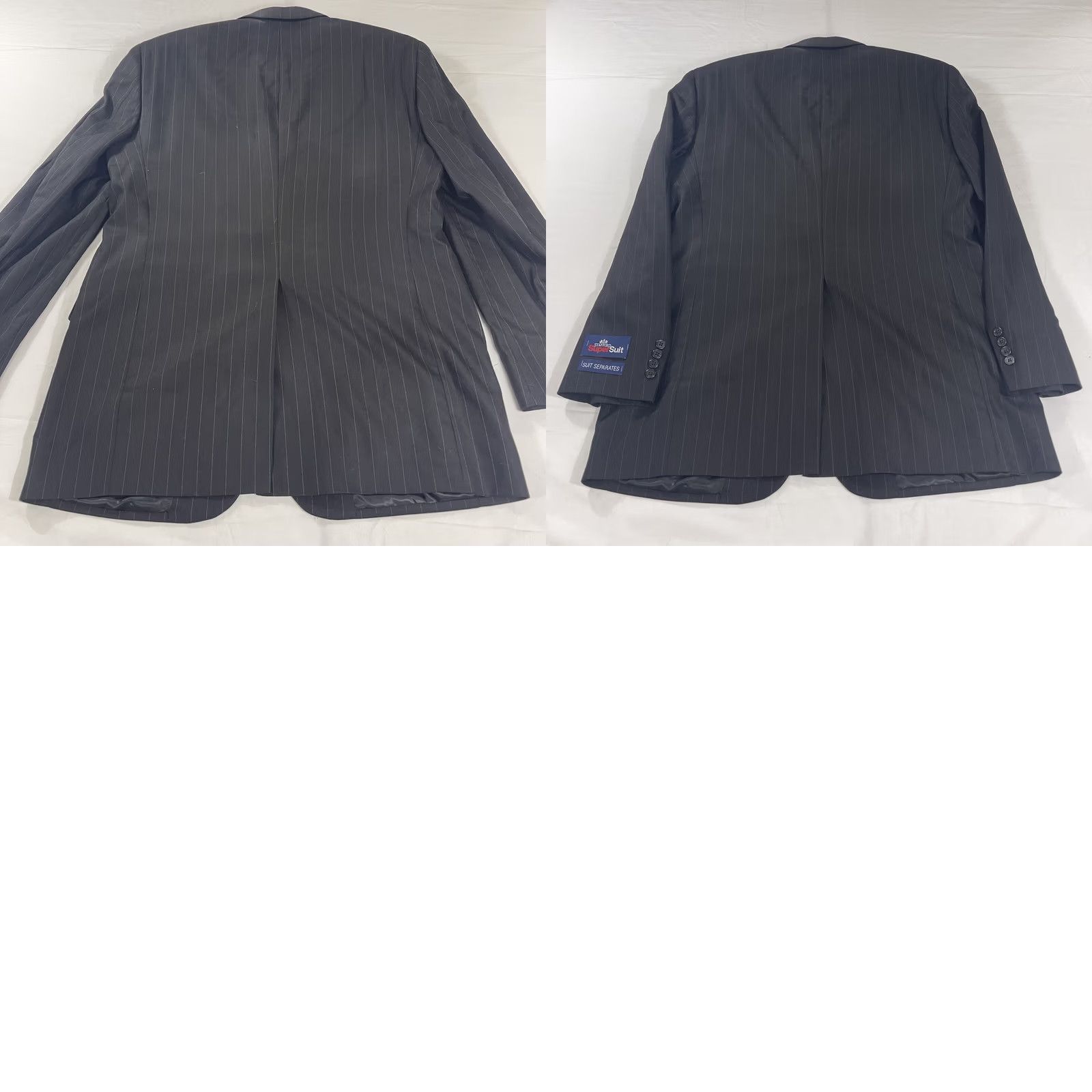 Stafford Stafford Blazer Sport Coat Jacket Black Striped Two-Button 42L Wool Polyester Spandex Notch Lapel Double-Vented Regular Chest 42 Mens NWT Size 42R - 11 Thumbnail