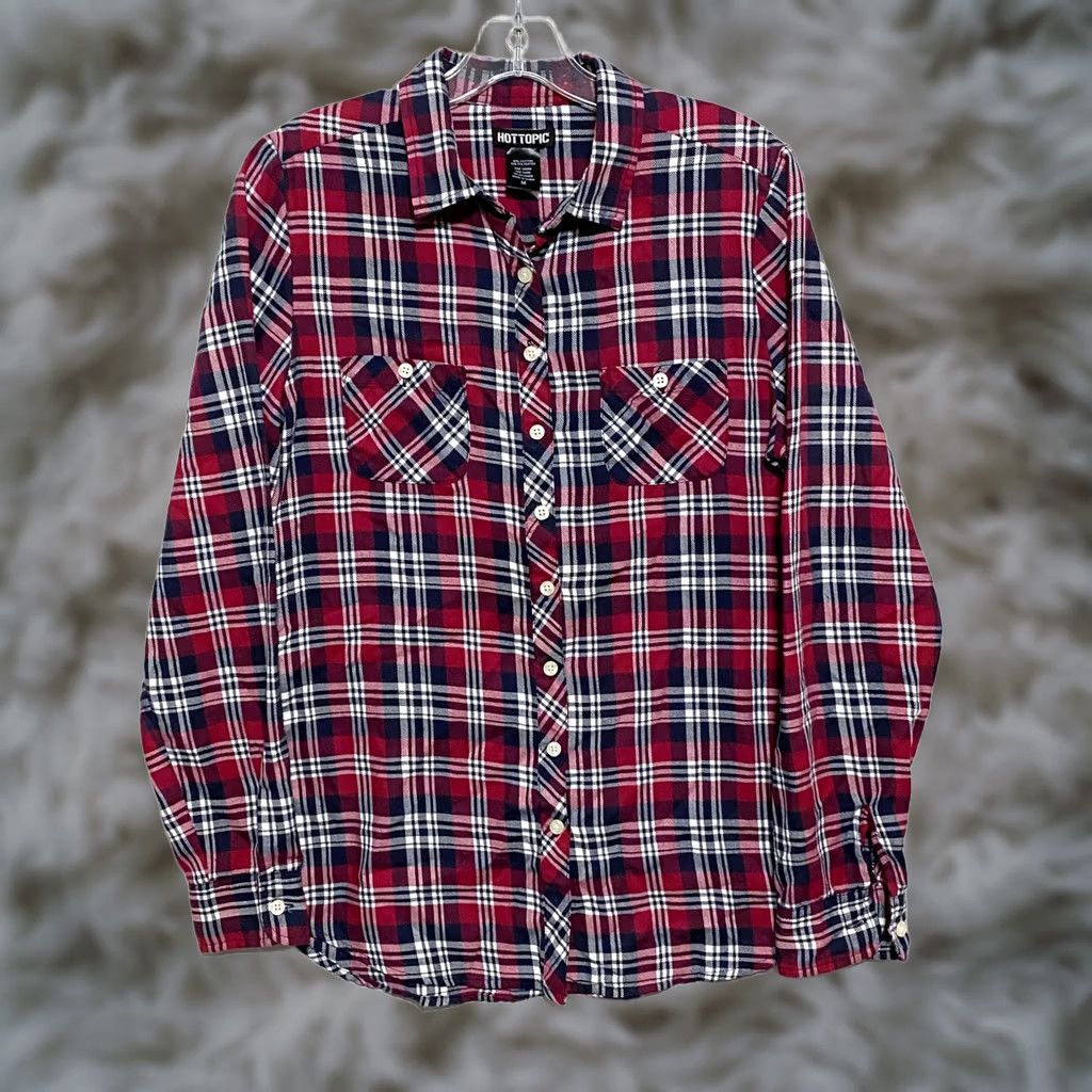 Hot Topic VINTAGE Hot Topic Plaid Flannel Button Down Shirt Womens M Grunge Emo Goth Skater Punk Shirt Size M / US 6-8 / IT 42-44 - 1 Thumbnail
