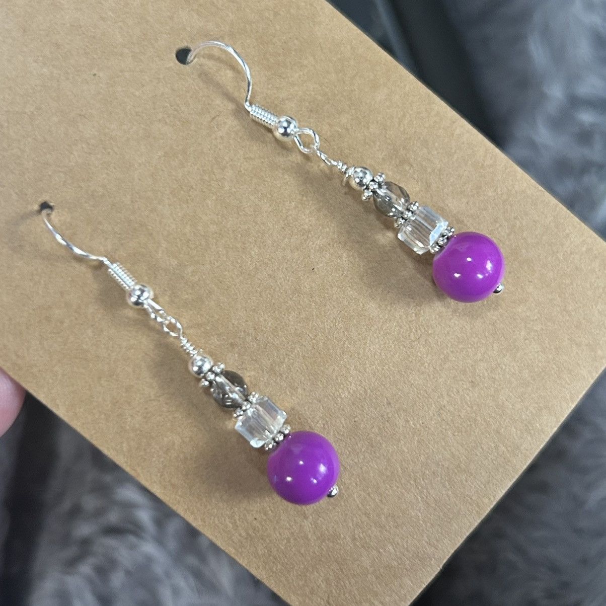 Handmade Handcrafted elegant art glass crystal dangle earrings Size ONE SIZE - 1 Thumbnail