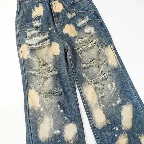 VIBE Ripped Distressed Baggy Jeans Size US 32 / EU 48 - 3 Thumbnail