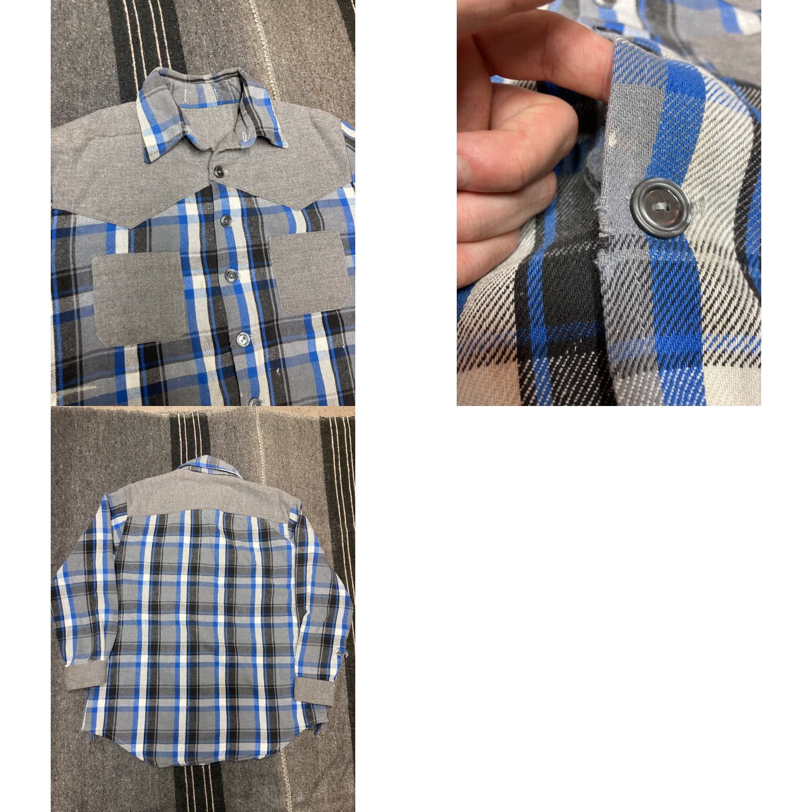 Vintage Vintage 60s heavy flannel button shirt 100% cotton 1960s checkered stripe XL Gray Mens Shirt Long Sleeve Button-Up 60s Vintage 100% Cotton Flannel Size US XL / EU 56 / 4 - 8 Thumbnail