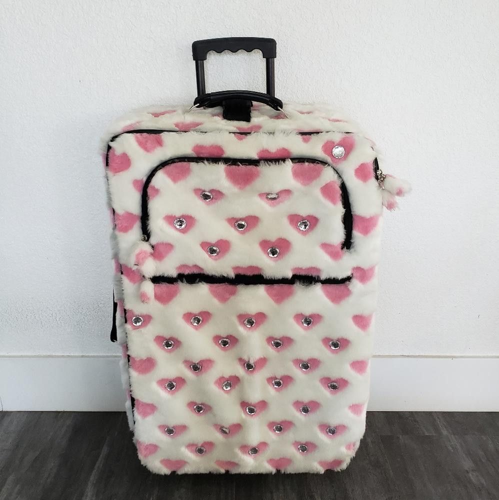 Designer White Pink Faith Knight Faux Fur L Luggage Size ONE SIZE - 5 Thumbnail