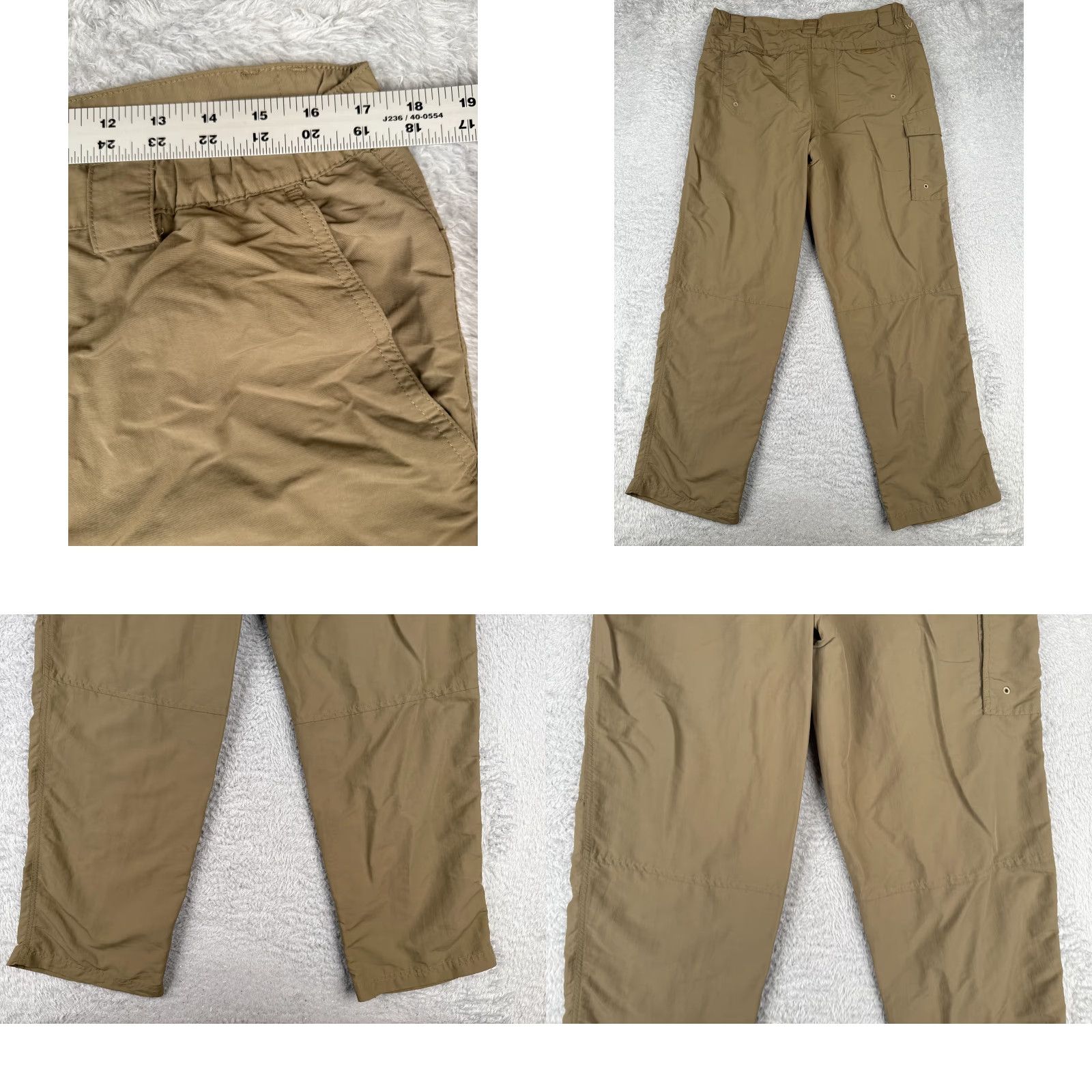 Vintage White Sierra Pants Mens Large Beige Cargo 100% Nylon Hiking Fishing Camp 36x31 Size US 33 - 9 Thumbnail
