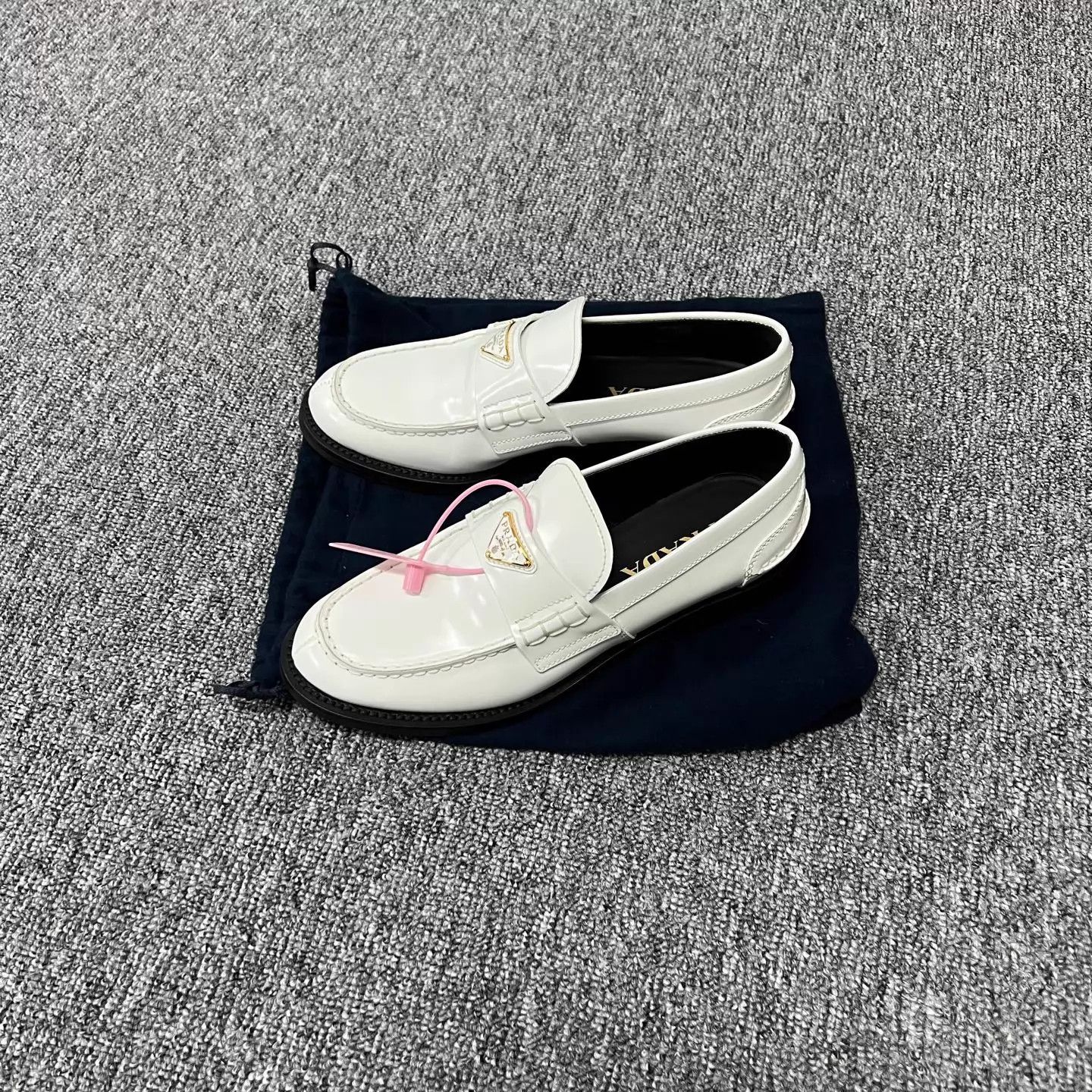 Prada Prada Triangle Logo Loafers Wht/Plat 37 98 New Size US 6.5 / IT 36.5 - 2 Thumbnail