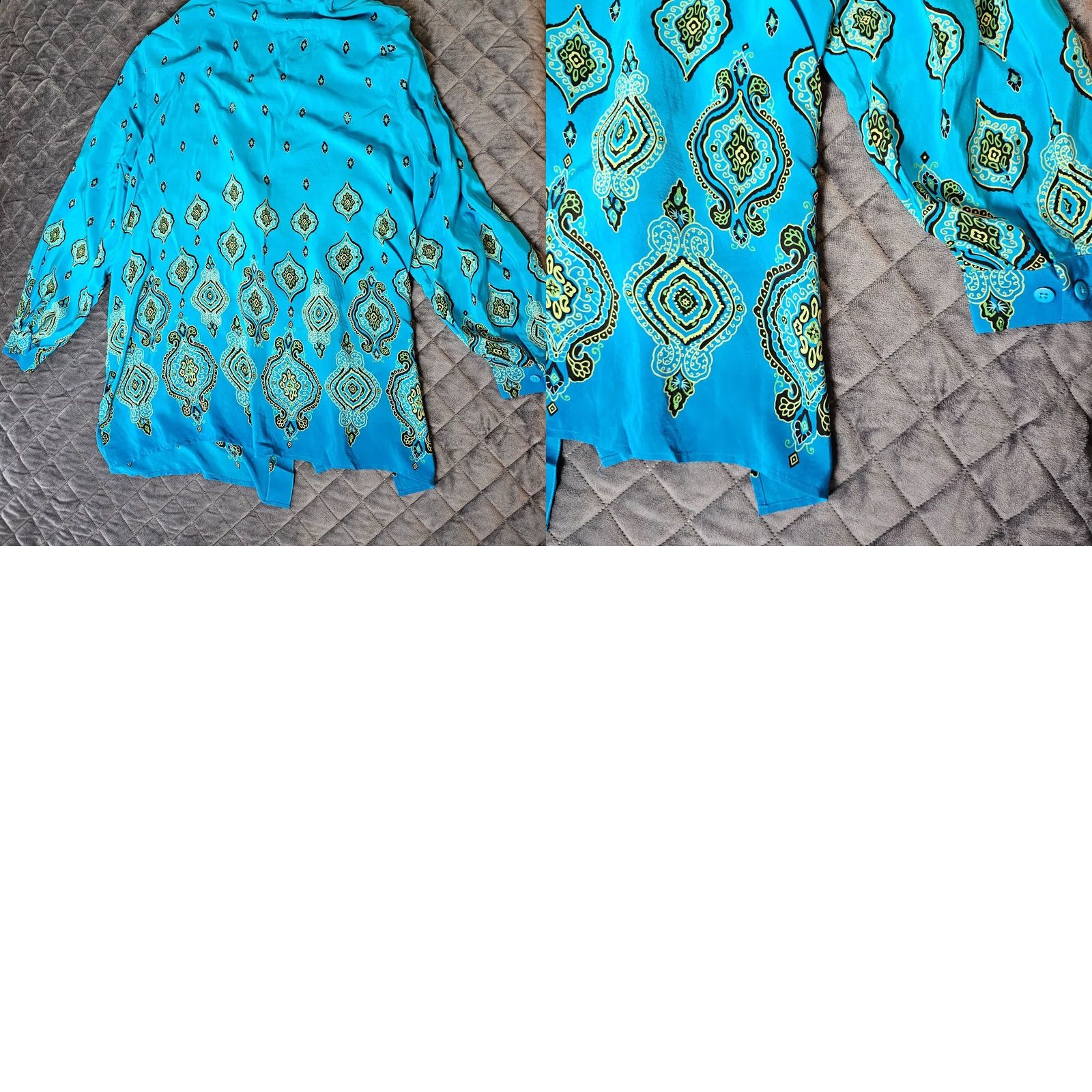 Vintage VINTAGE Silk Lore Silk Button-Up Shirt Womens 1X Blue Paisley Long Sleeve Collared Tunic Blouse Plus Size Size XL / US 12-14 / IT 48-50 - 9 Thumbnail