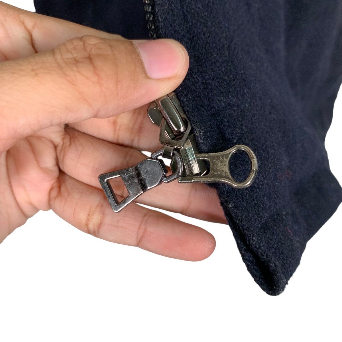 Japanese Brand REHACER Sheepskin Sleeve Navy Wool Bomber Jacket #1031-C46 Size US M / EU 48-50 / 2 - 14 Thumbnail