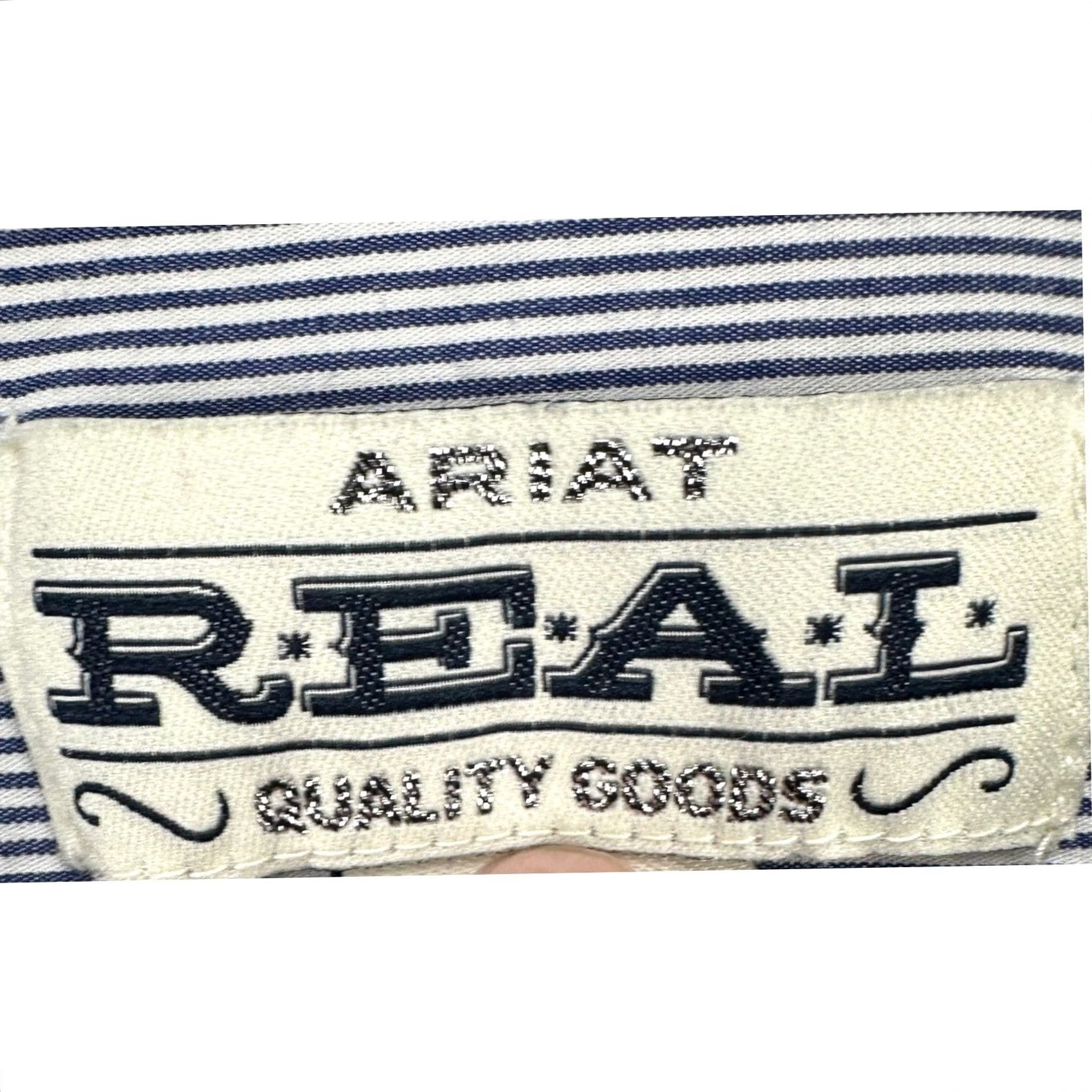 Ariat Ariat REAL Womens Western Shirt 1X Plus Blue White Stripes Button-Up Stretch Shirt Size XL / US 12-14 / IT 48-50 - 4 Thumbnail