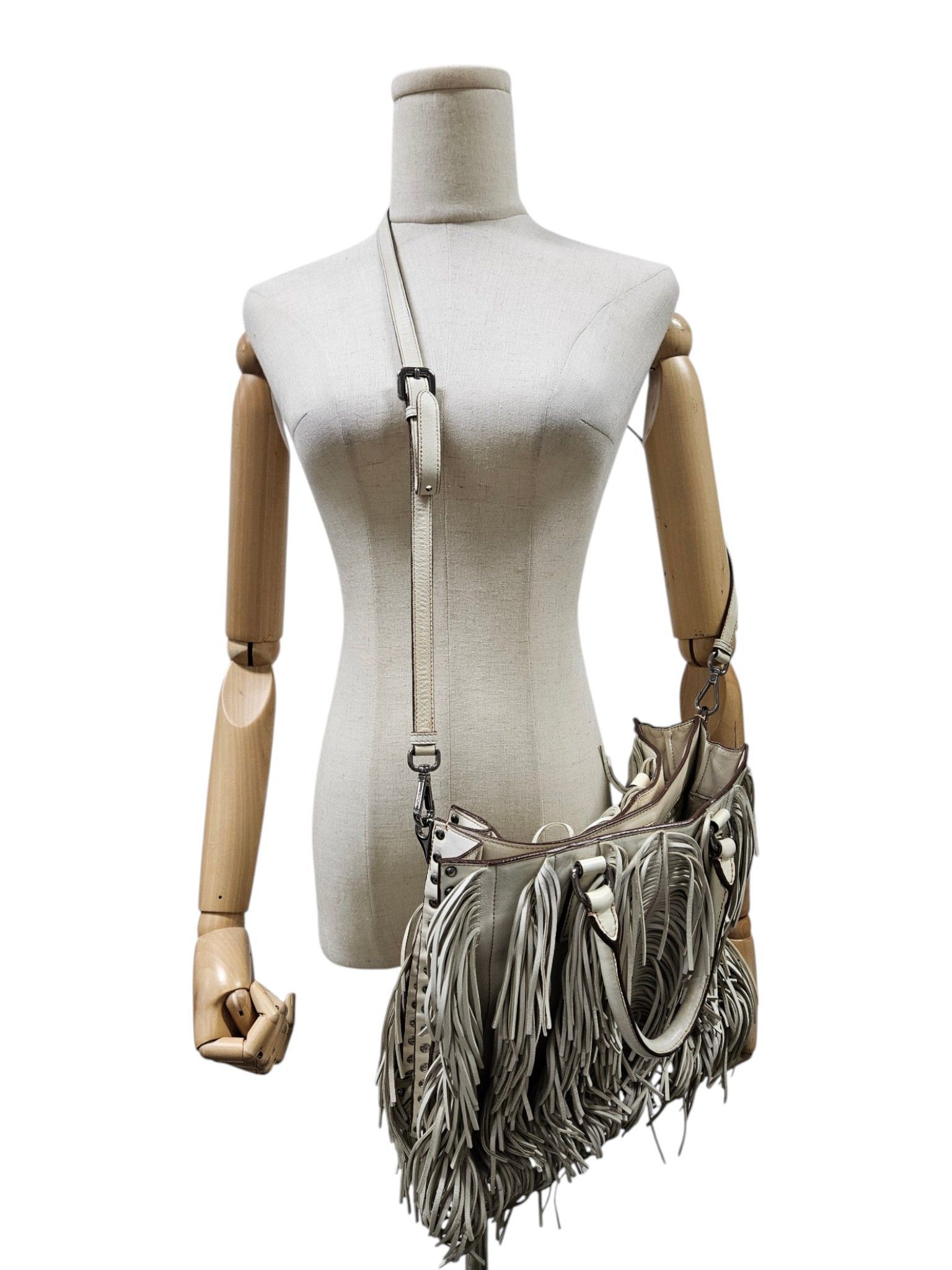 Prada Beige Nappa Fringe Tote Bag Size ONE SIZE - 5 Thumbnail