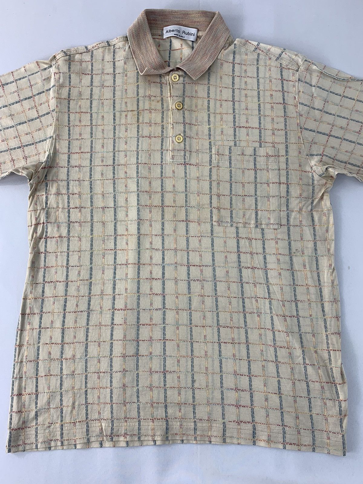 Alberto Alberto Rubini Made In Italy Checked Single Pocket Polo Tee Size US M / EU 48-50 / 2 - 3 Thumbnail