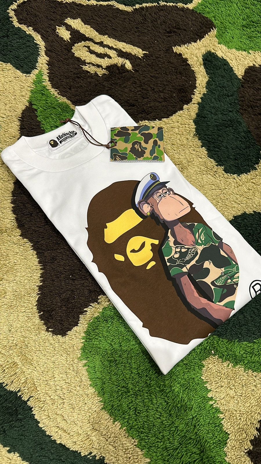 image of Bape X Bayc Curtis Tee in White, Men's (Size Small)