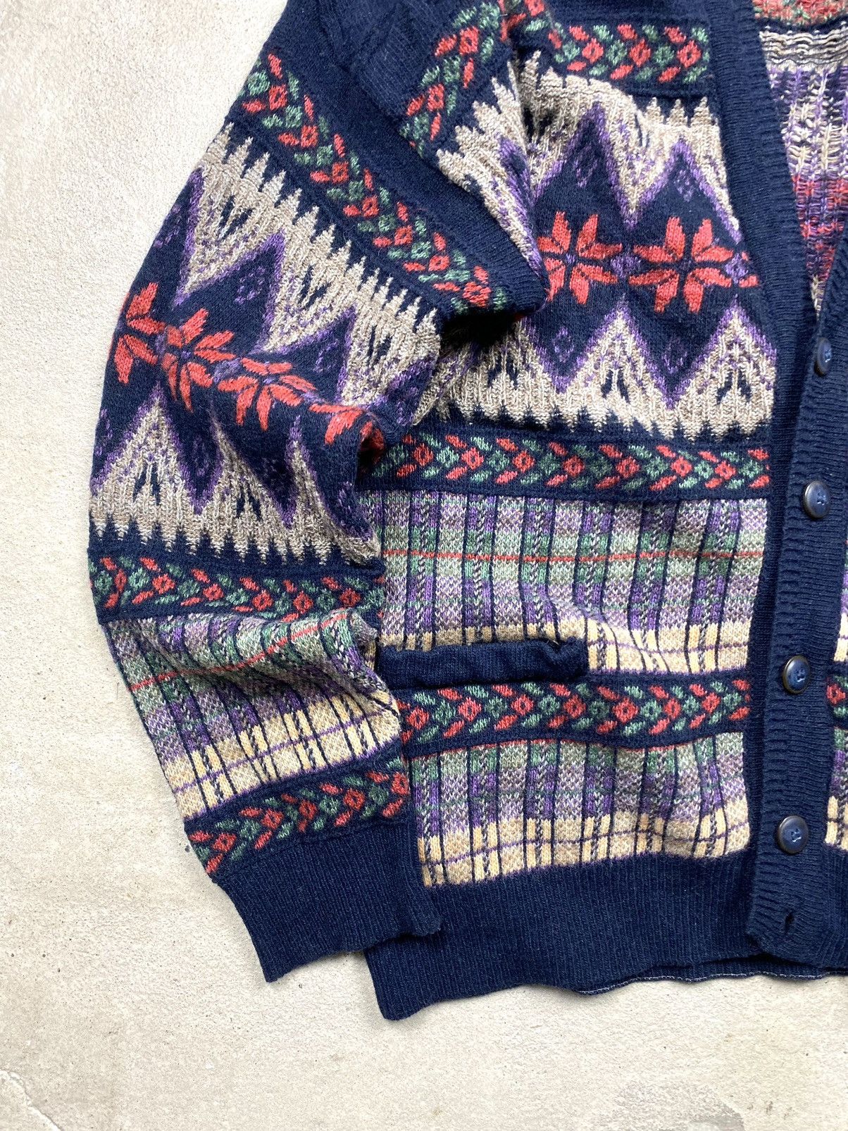 Vintage Rare! Vintage 90’s Knit Pattern Cardigan Sweater Coogi Style Size US L / EU 52-54 / 3 - 7 Thumbnail