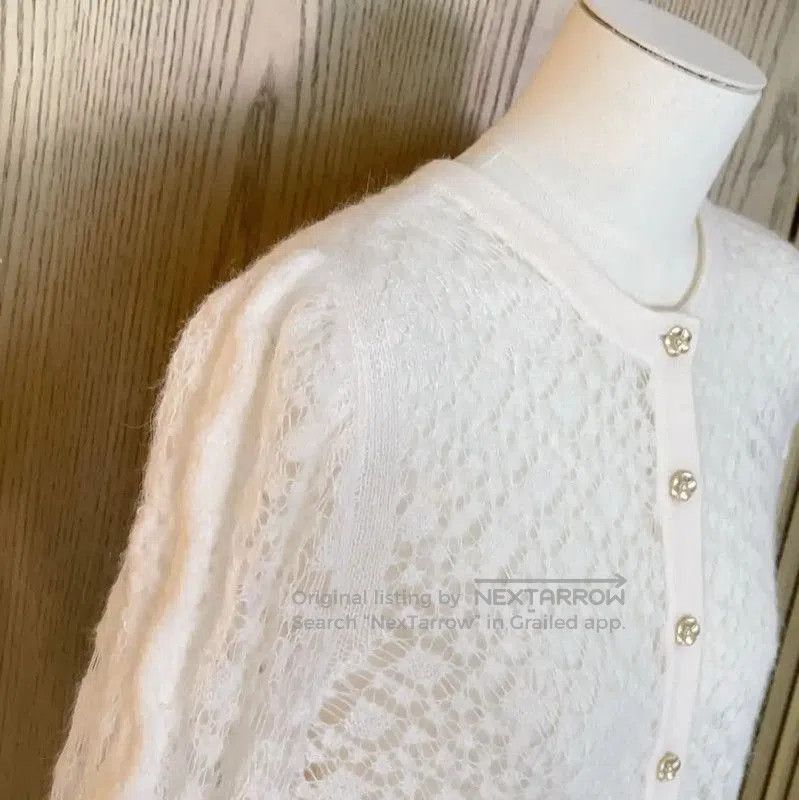 Chanel Chanel White Alpaca Wool Puff Sleeve Cardigan . Size S / US 4 / IT 40 - 6 Thumbnail
