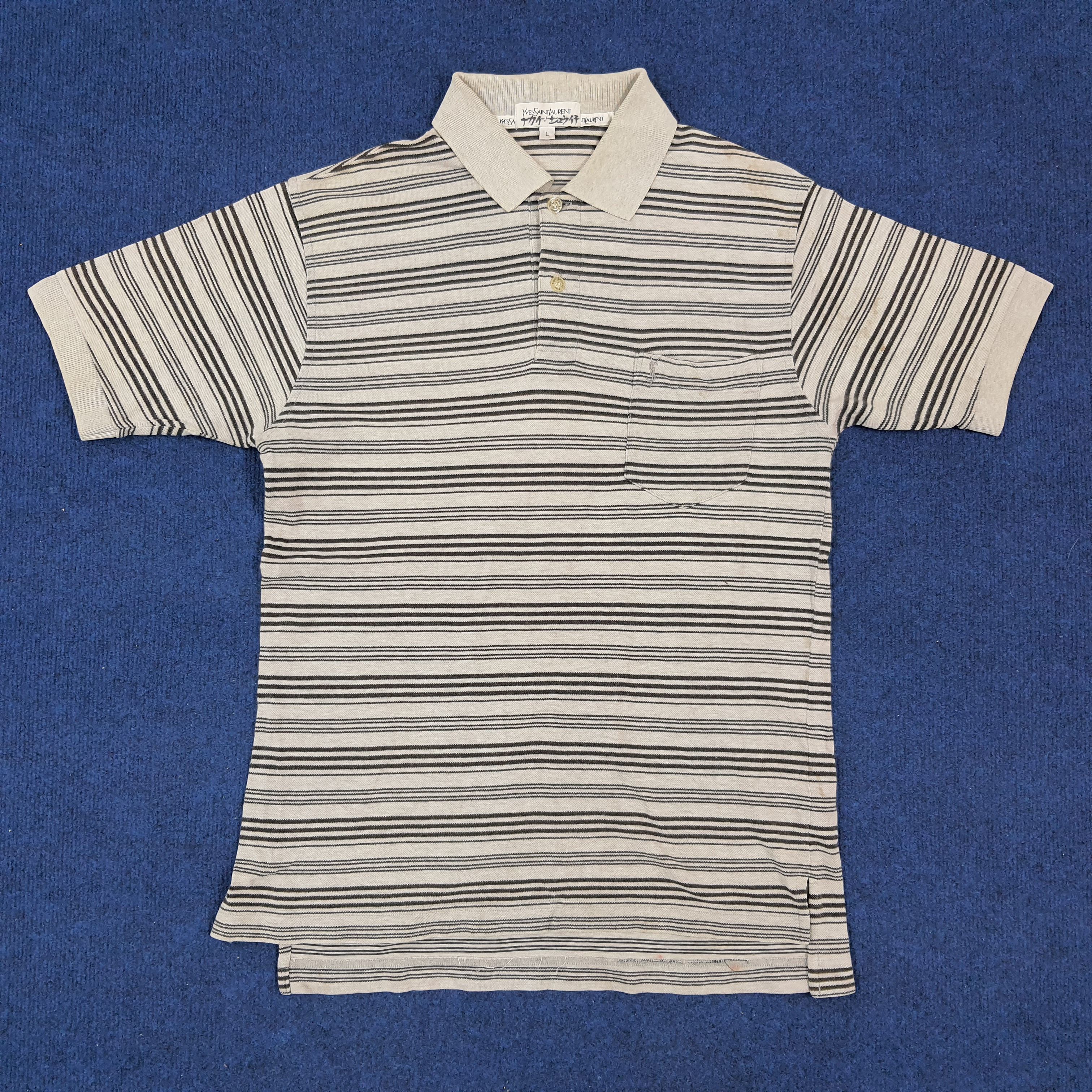 Vintage × Yves Saint Laurent Vintage YSL Yves Saint Laurent Stripes Polo Shirt Size US M / EU 48-50 / 2 - 1 Thumbnail
