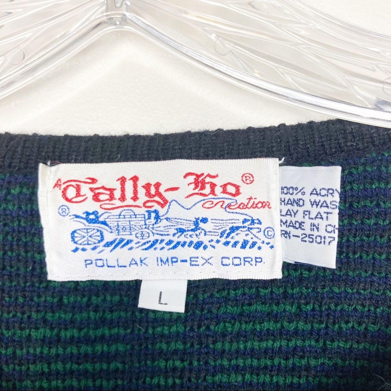 Vintage Vintage Tally Ho Green Plaid Button Front Cardigan Sz L Size L / US 10 / IT 46 - 4 Thumbnail