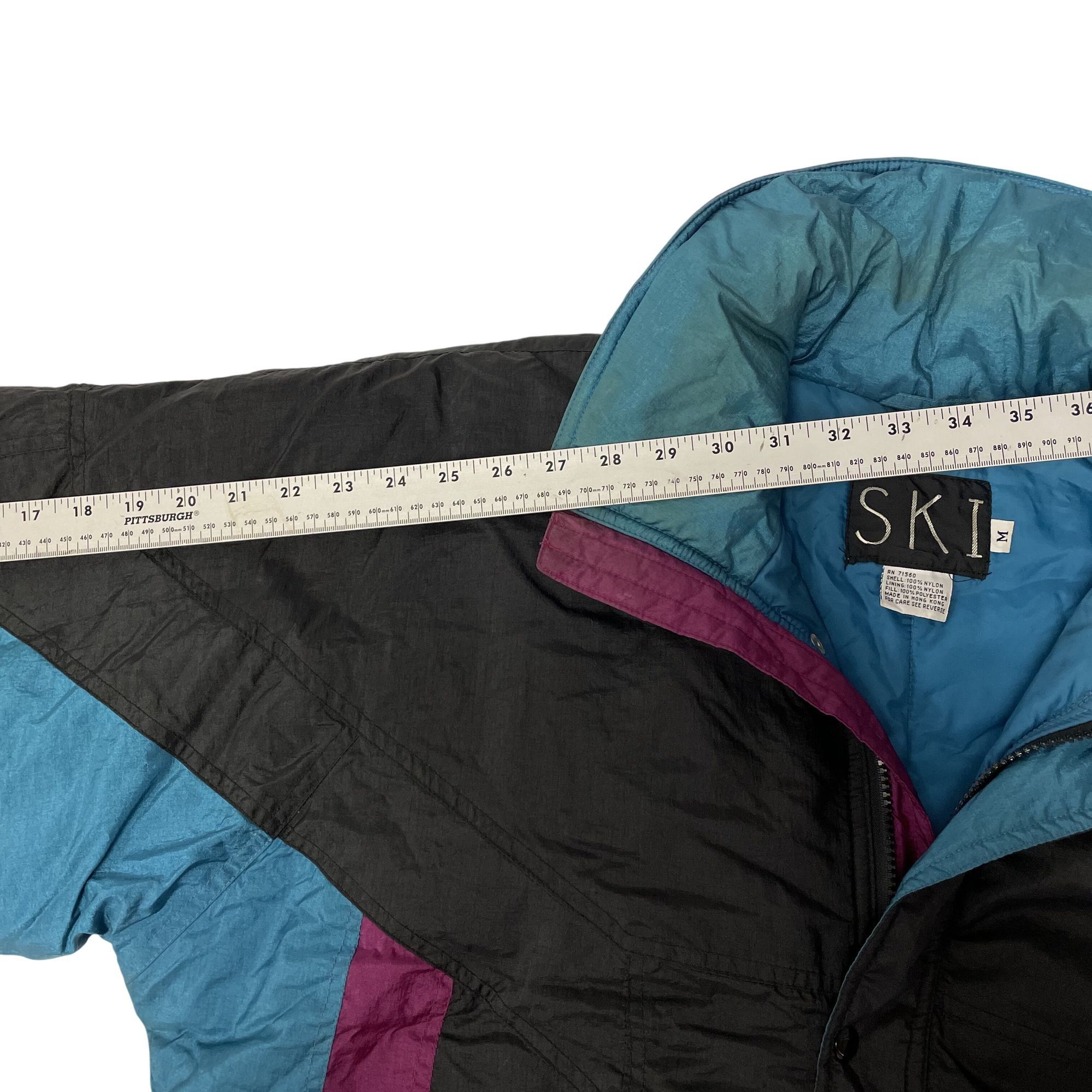 Other Vtg Thermoloft Black Blue COLOR BLOCK Nylon Puffer Jacket Size US M / EU 48-50 / 2 - 10 Thumbnail