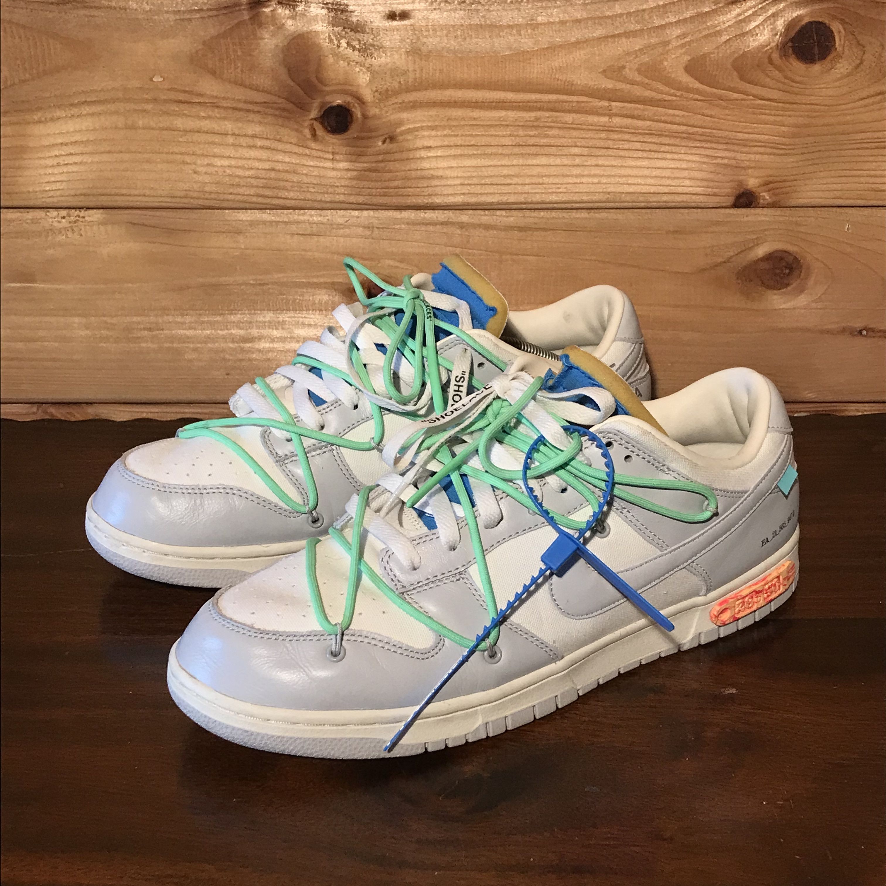 Nike × Off-White × Virgil Abloh 2021 Nike x Off-White Virgil Abloh Lot 26 Sail Grey Dunk Low Size US 12.5 / EU 45-46 - 2 Thumbnail