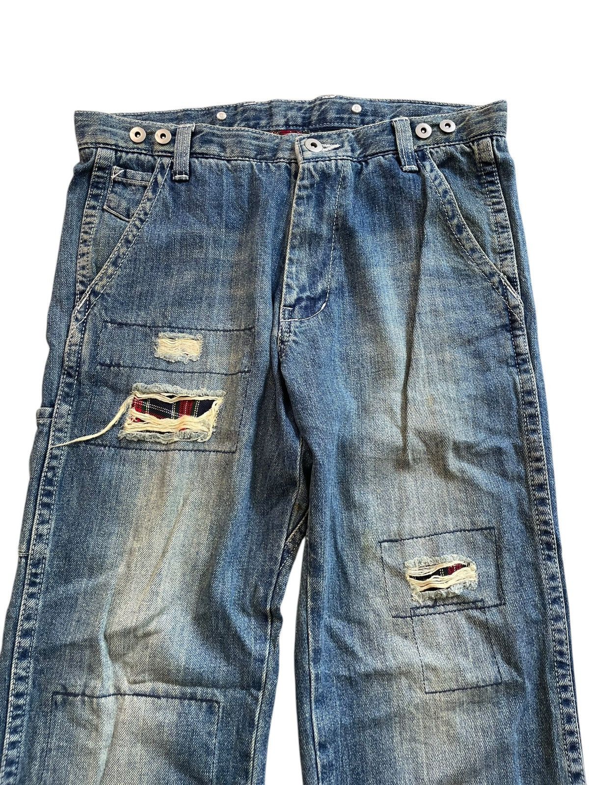 Japanese Brand × Vintage Japanese Brand Buckle Back Patch Up Jeans Size US 32 / EU 48 - 2 Thumbnail