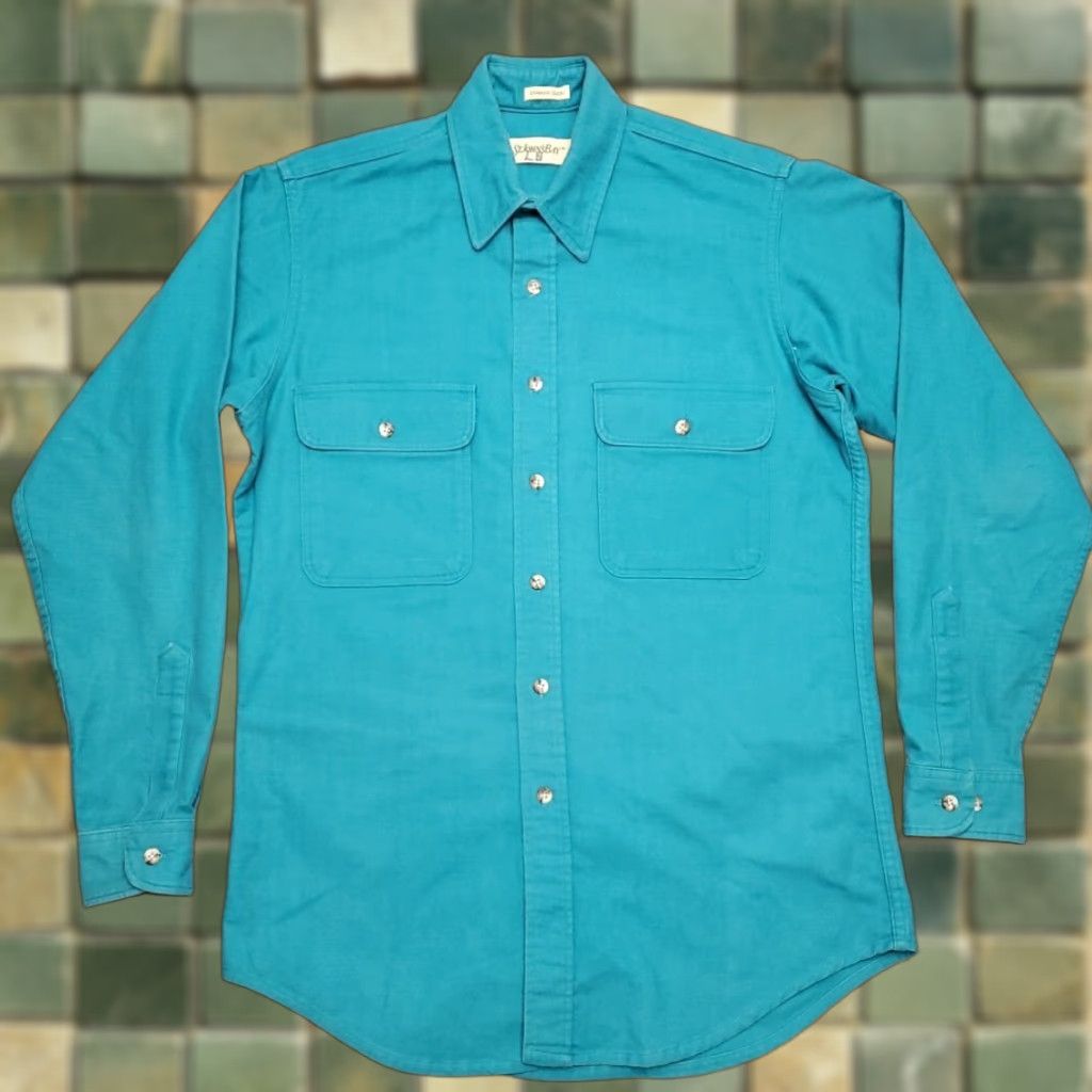 VINTAGE St Johns Bay Shirt Mens MT Tall Green Chamois Flannel Long Sleeve Button-Up 90s Casual Mens