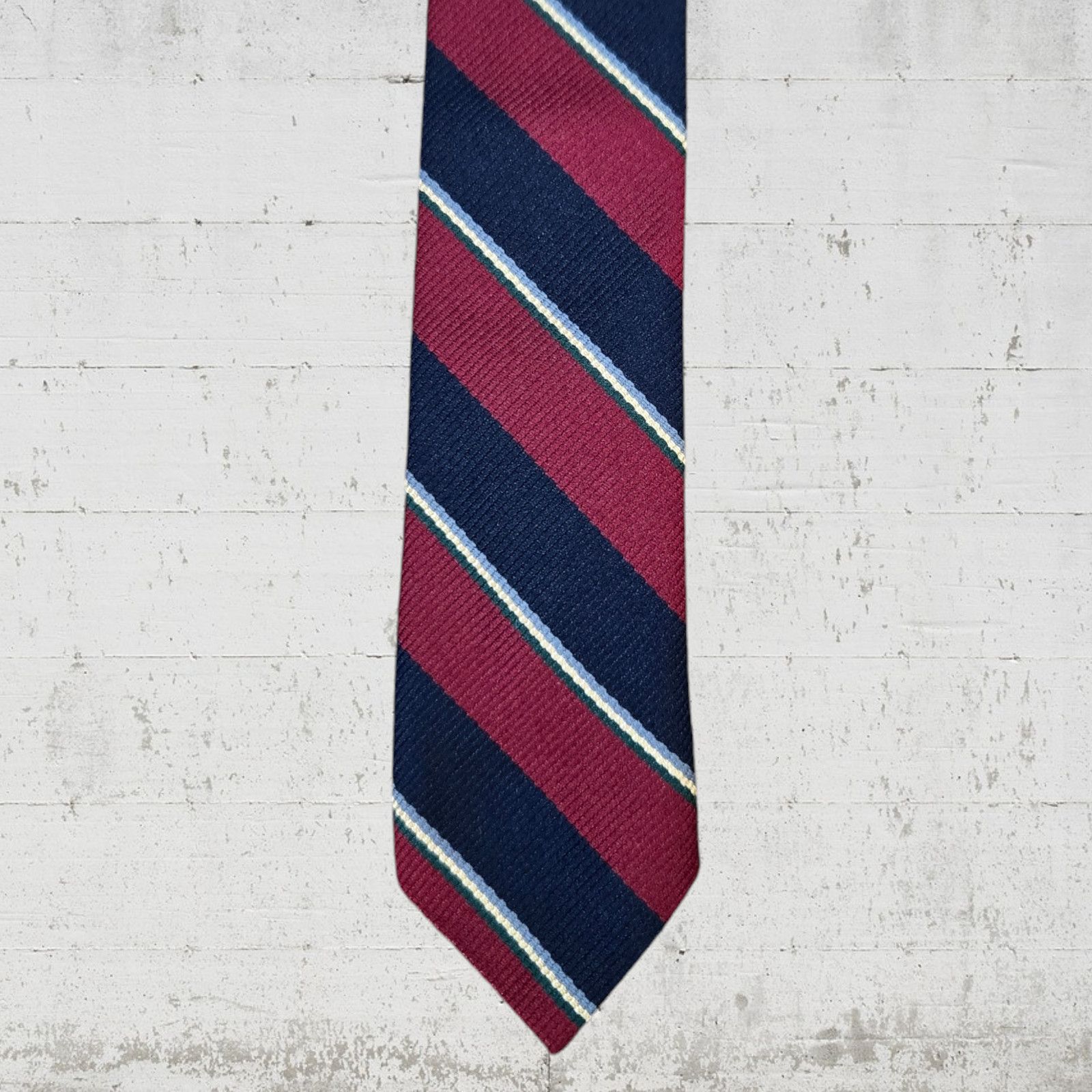 Vintage Vintage Burgundy Navy Diagonal Striped Thin Neck Tie Size ONE SIZE - 1 Thumbnail