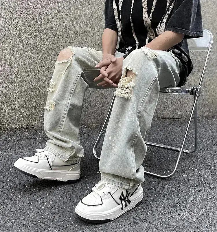 Japanese Brand Retro casual splashed ink distressed jeans Size US 32 / EU 48 - 6 Thumbnail