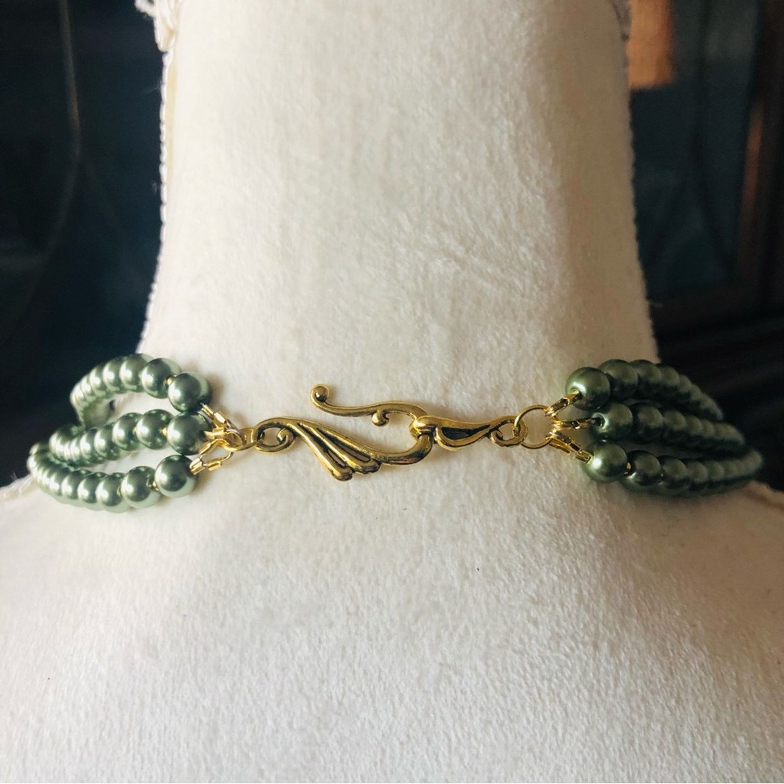 Handmade Handcrafted repurpose aventurine Czech glass Pearl necklace Size ONE SIZE - 9 Thumbnail