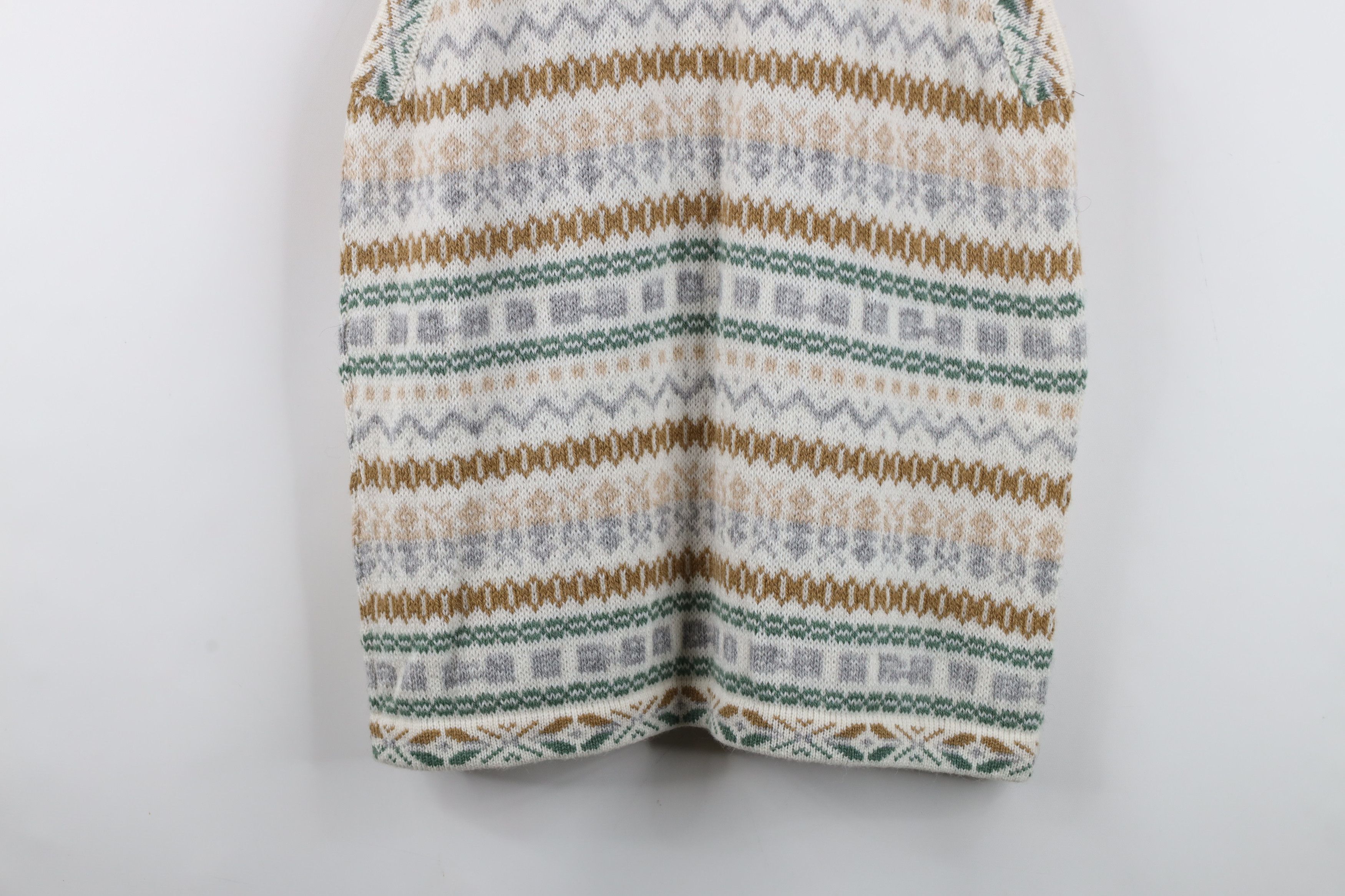 Vintage Vintage 90s Wool Knit Fair Isle Open Front Cardigan Sweater Size M / US 6-8 / IT 42-44 - 11 Thumbnail