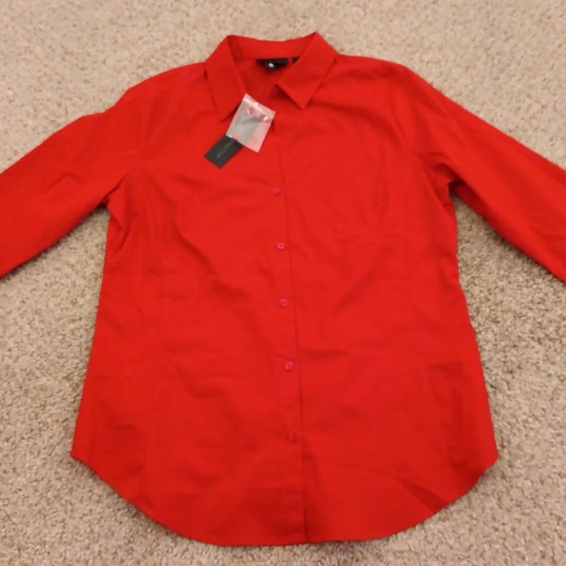 Worthington Worthington Shirt Womens 12P Petite Red Long Sleeve Button Up Cotton Blend New Size XL / US 12-14 / IT 48-50 - 4 Thumbnail