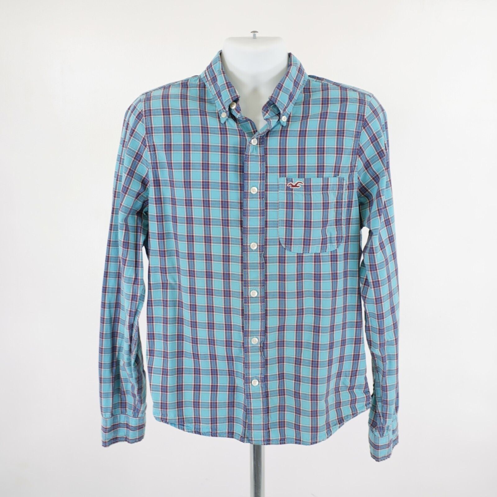 Hollister Hollister Teal Blue Red Plaid XL Button Down Pocket Front Size US XL / EU 56 / 4 - 5 Thumbnail